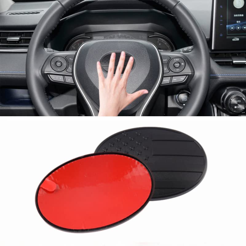 Premium Matte Black Steering Wheel Emblem Overlay Kit - Compatible with Toyota Tacoma, Tundra, 4Runner, Corolla, Camry, Highlander, RAV4 & More - High-Quality Strong Adhesive Badge - Perfect for Car Customization & Interior Upgrade