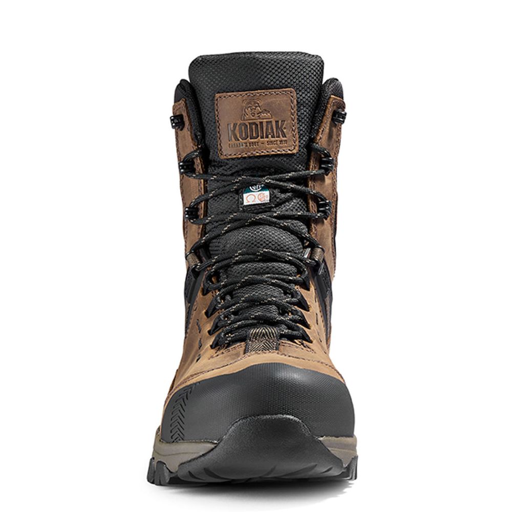 Kodiak Quest Bound Men's 8 Inch Waterproof Composite Toe Work Boots - Brown (KD0A4THHBRN) | Slip Resistant Safety Shoes for Construction, Hiking & Outdoor Work