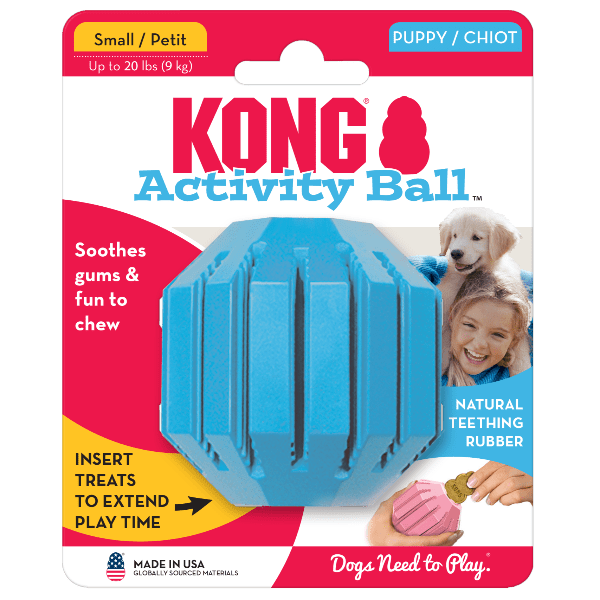 KONG Puppy Activity Ball Dog Toy - Chew-Resistant, Interactive Play for Small & Medium Dogs - Perfect for Training, Teething & Boredom Relief