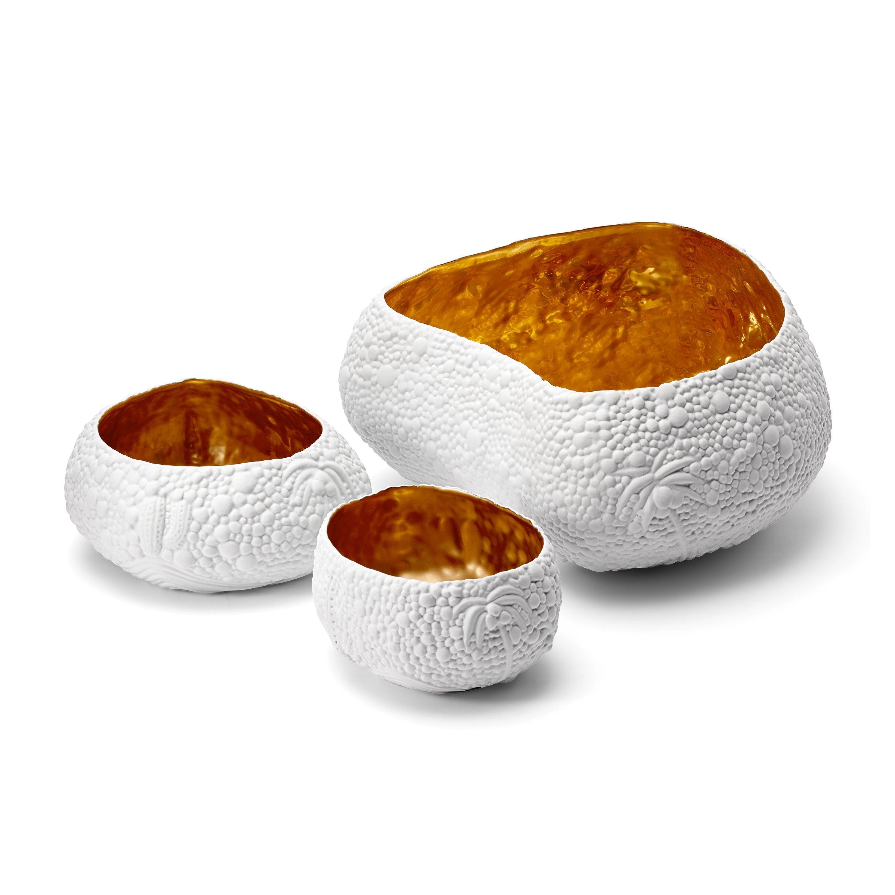 Premium Haas Mojave Desert Bowl - Large White & Gold Ceramic Serving Bowl for Salads, Pasta, and Entertaining