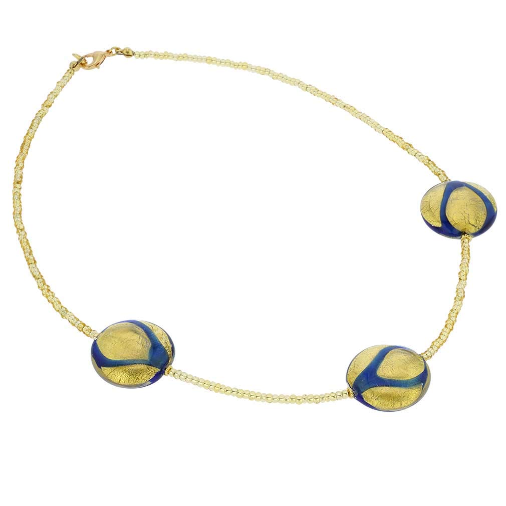 Venetian Murano Glass Royal Blue Circles Necklace - Handmade Italian Jewelry for Women, Elegant Gift for Special Occasions & Evening Events