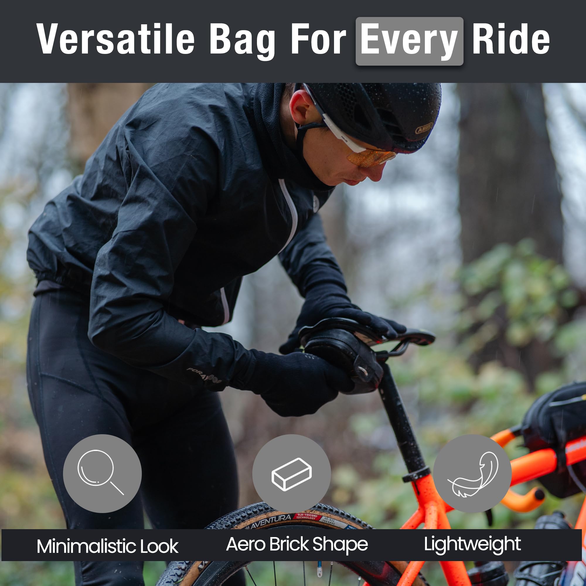 Lumiere & Co. Large Black Bike Seat Bag - Waterproof Cycling Saddle Bag for Road Bikes | Under Seat Storage for Tools, Phone & Essentials | Perfect for Commuting, Mountain Biking & Long-Distance Rides