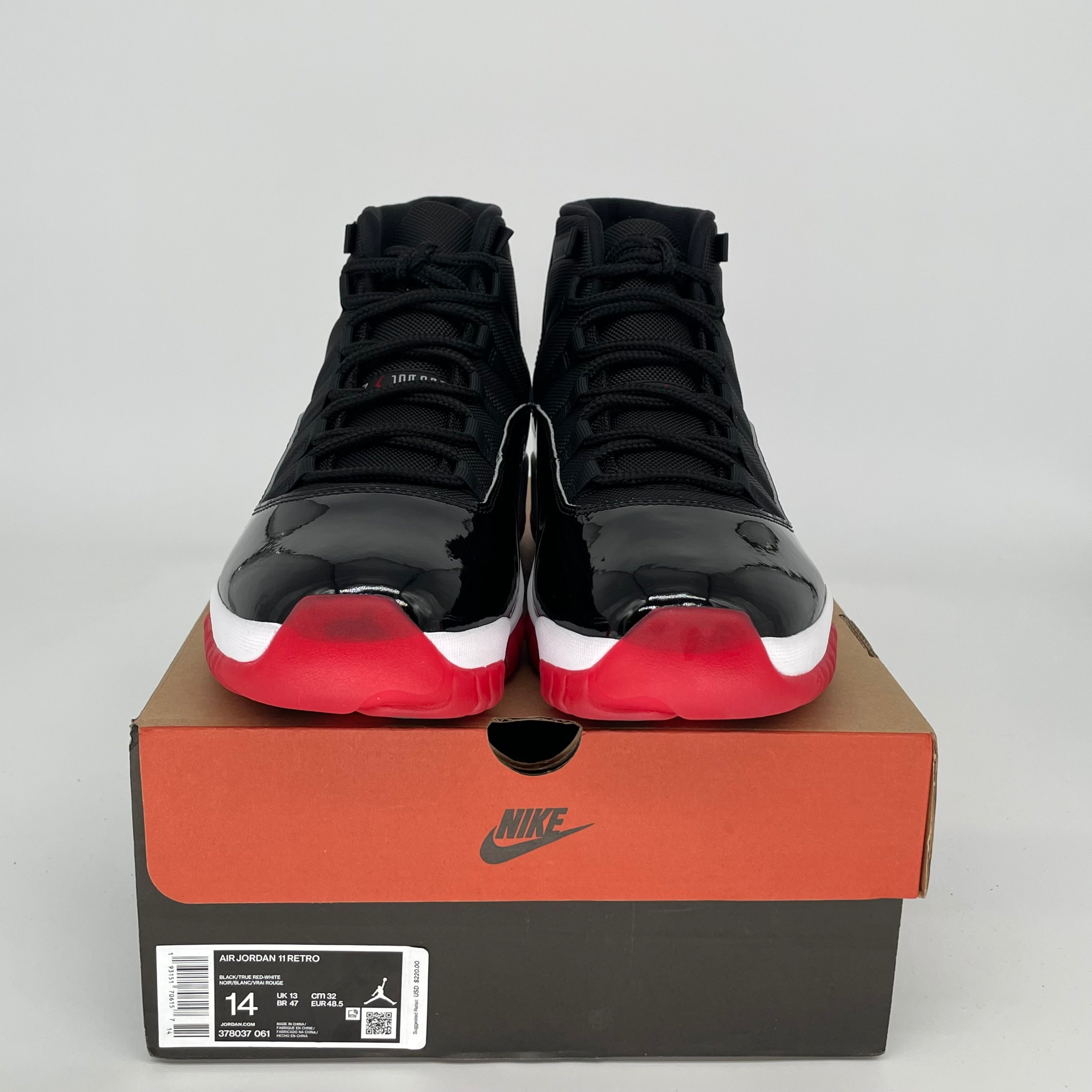 Original Air Jordan 11 Retro 'Bred' Basketball Shoes - Men's Size 14 (378037-061) - Perfect for Court Performance & Sneaker Collectors