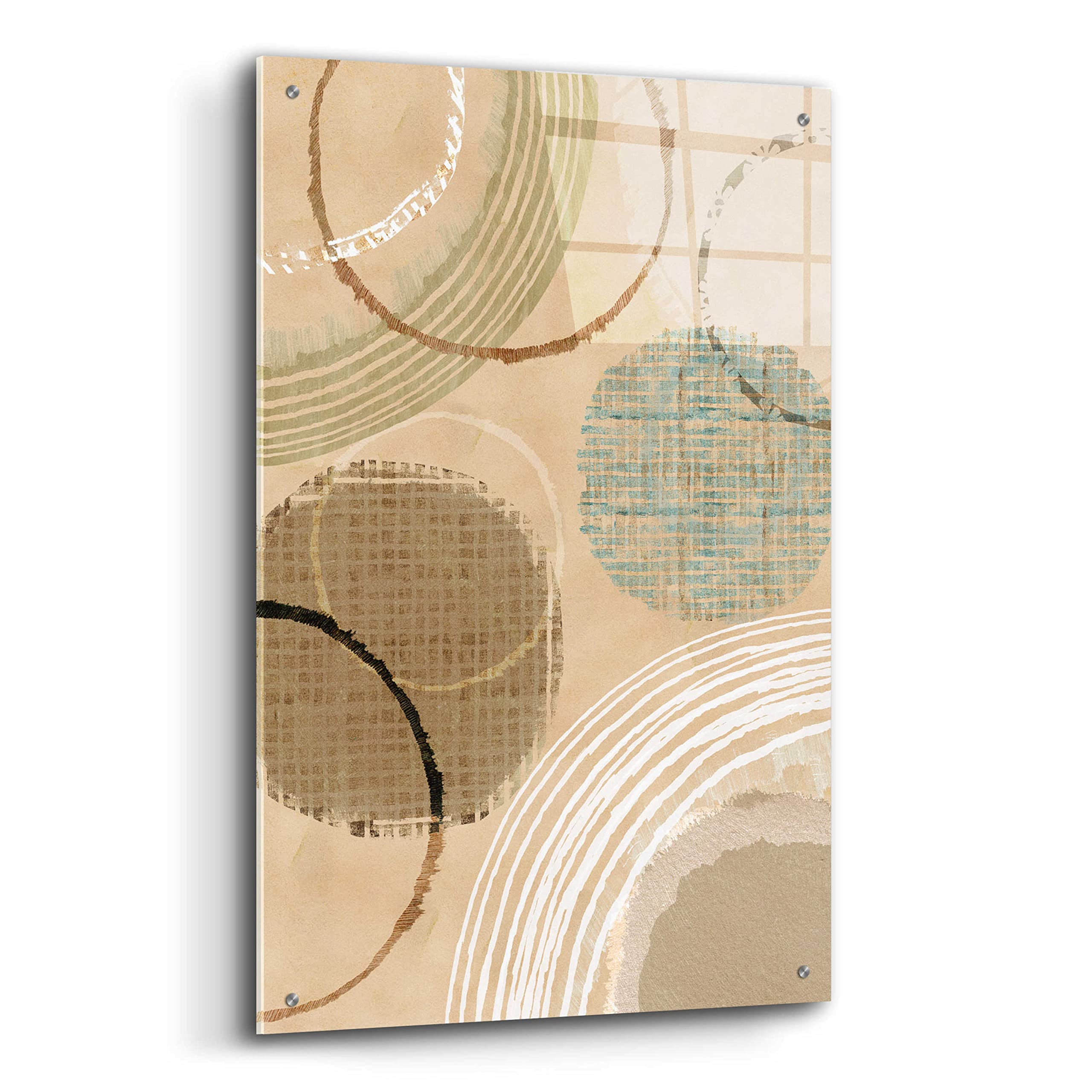 Flora Kouta 'Woven Baskets II' Acrylic Glass Wall Art - 24x36 Inches Modern Abstract Painting for Living Room, Bedroom & Office Decor