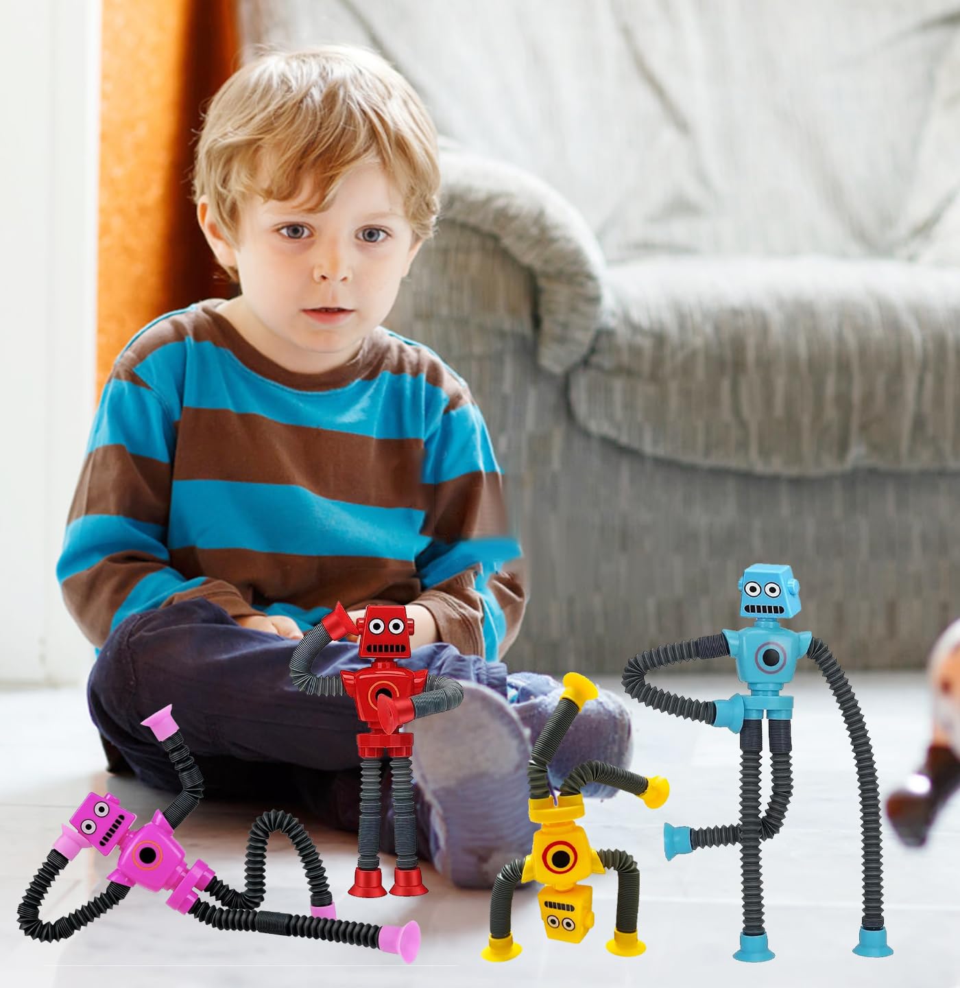 SSKHE Telescopic Suction Cup Robot Toy, Sensory Stretching Changing Shape Robot, Extendable Pulling Arm Educational STEM Toy for Kids - Perfect for Playtime, Learning & Stress Relief