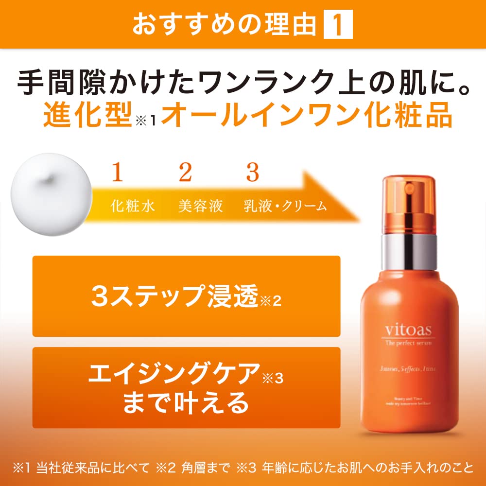SUNTORY VITOAS The Perfect Serum All-in-One Skincare for Face & Neck - 120ml | Hydrating, Anti-Aging & Brightening | Day & Night Moisturizer for Glowing Skin