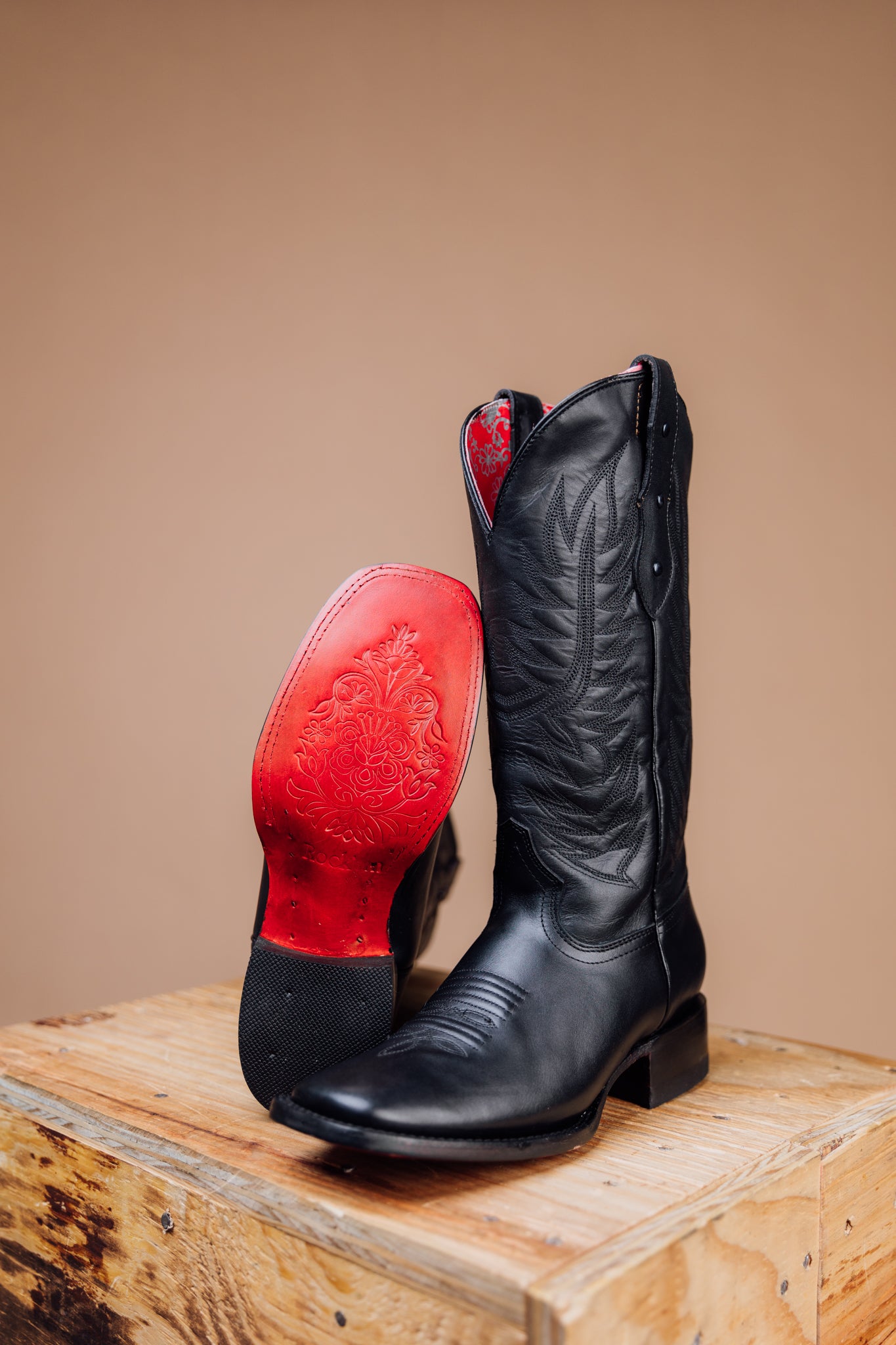 Ruby Ebano Red Sole Square Toe Cowgirl Boots for Women - Western Fashion Ankle Boots for Country Dancing, Rodeo & Casual Outfits