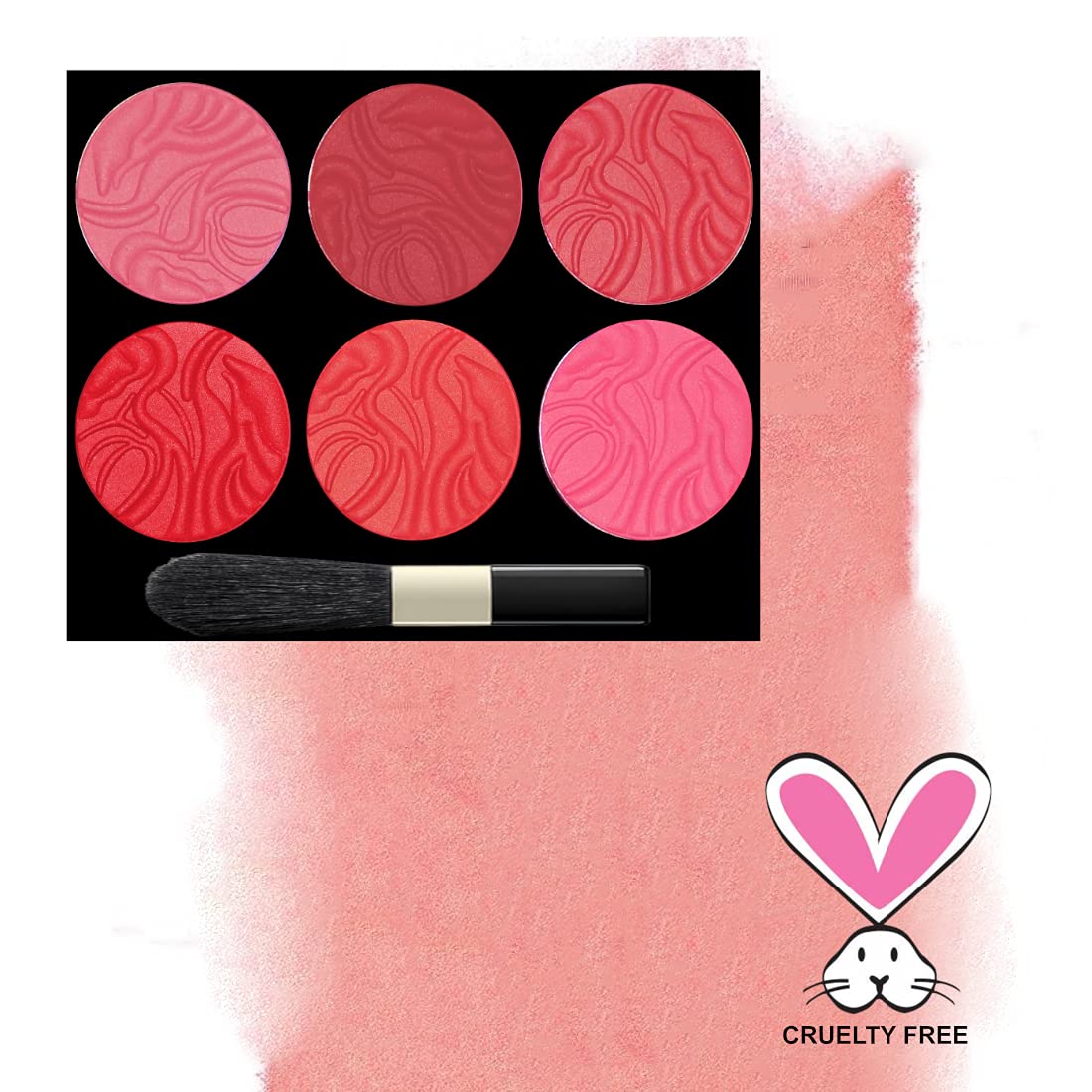 FIRSTZON 6-Color Shimmer Blusher Palette - Cool Tone Cheek Makeup Set for Contouring & Highlighting | Perfect for Everyday Glam & Special Occasions