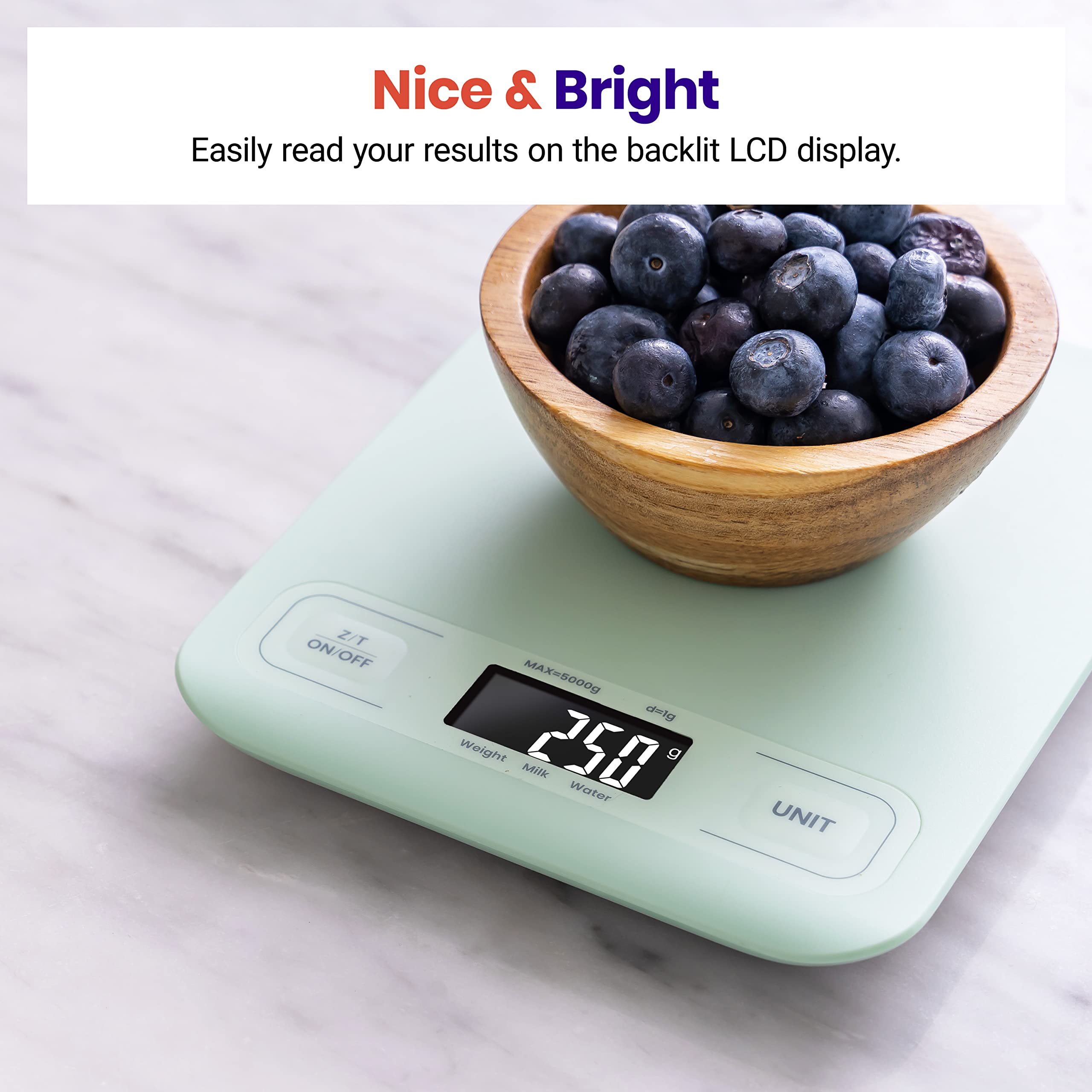 Etekcity Digital Kitchen Scale for Food - Accurate Grams & Ounces Measurement for Weight Loss, Baking, Cooking, Keto Diet & Meal Prep - LCD Display, Medium Size, Green - Perfect for Home & Professional Kitchens