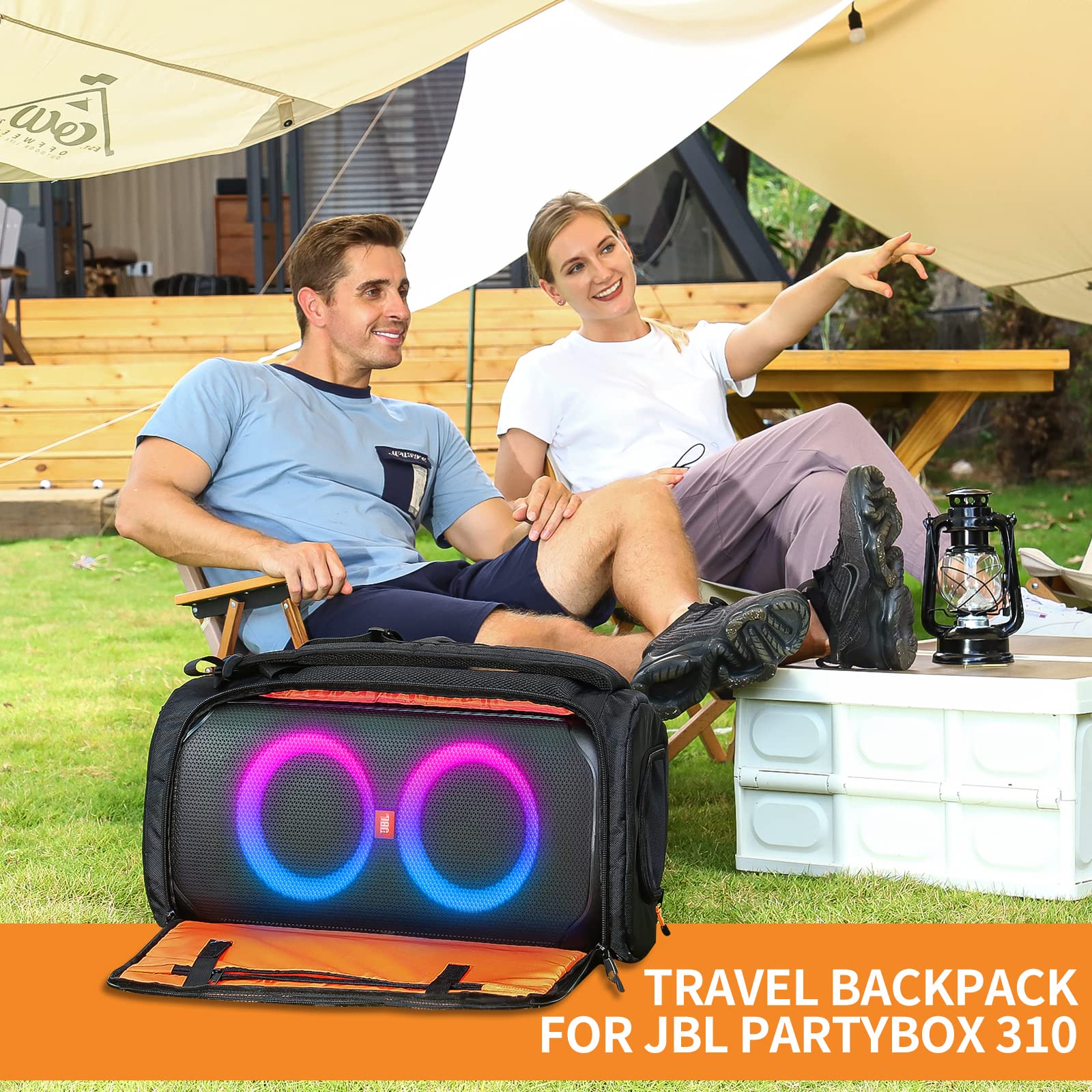 JBL PartyBox 310 Speaker Travel Case - Waterproof Portable Carry Bag Backpack for JBL PartyBox Series Speakers - Perfect for Travel, Outdoor Parties & Music Events (Black)