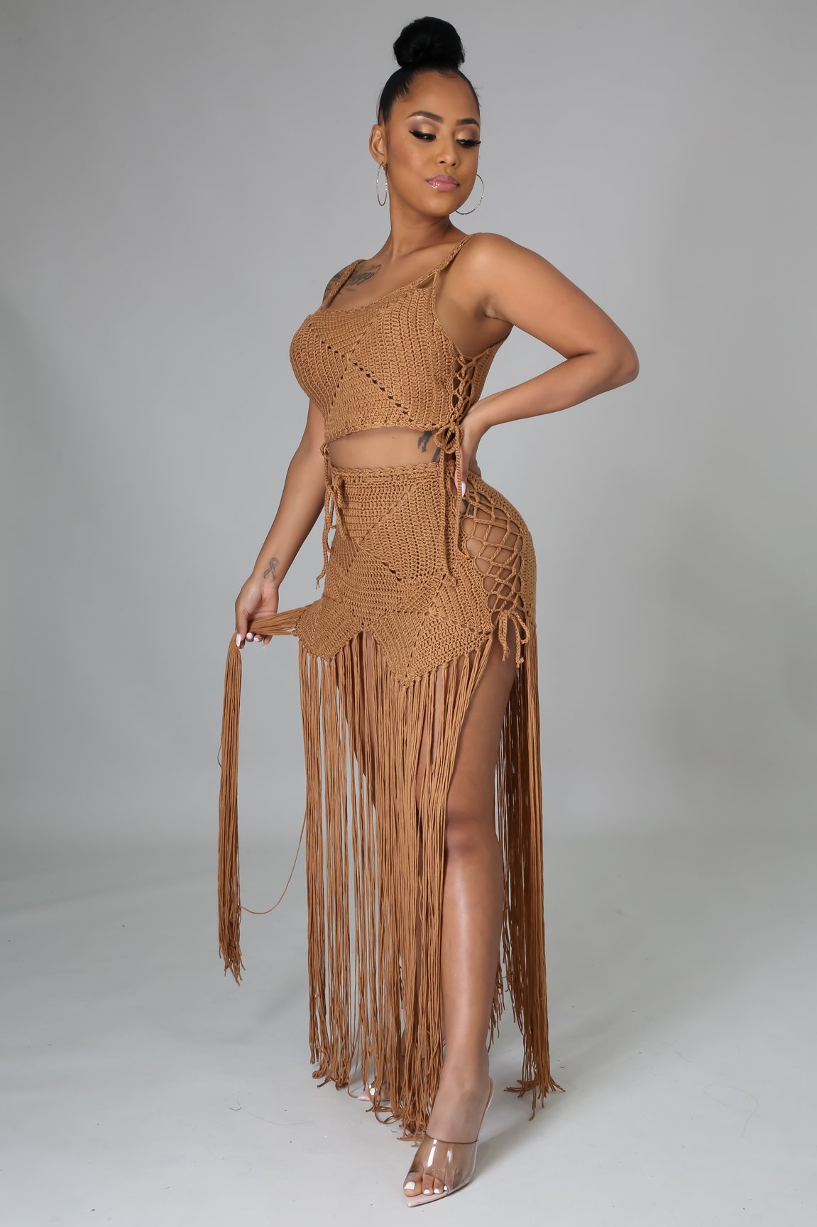 Stylish 2-Piece Skirt Set in Mocha - Perfect for Beach Vacations, Summer Outings & Casual Wear