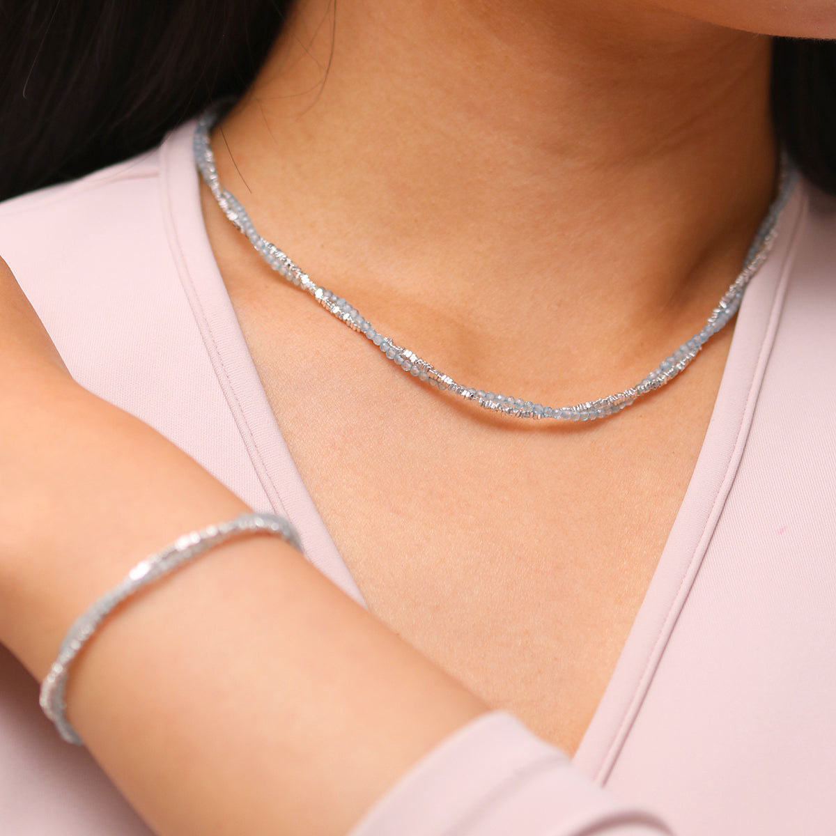 Aquamarine Layered Necklace for Women - Elegant Blue Gemstone Jewelry for Everyday Wear & Special Occasions | Perfect Gift for Her, Birthday, Anniversary, Valentine's Day