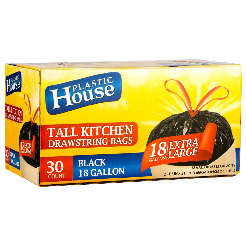 Heavy Duty 18 Gallon Black Trash Bags - 8 Rolls, 30 Count - Extra Thick & Leak Proof for Kitchen, Office & Outdoor Use
