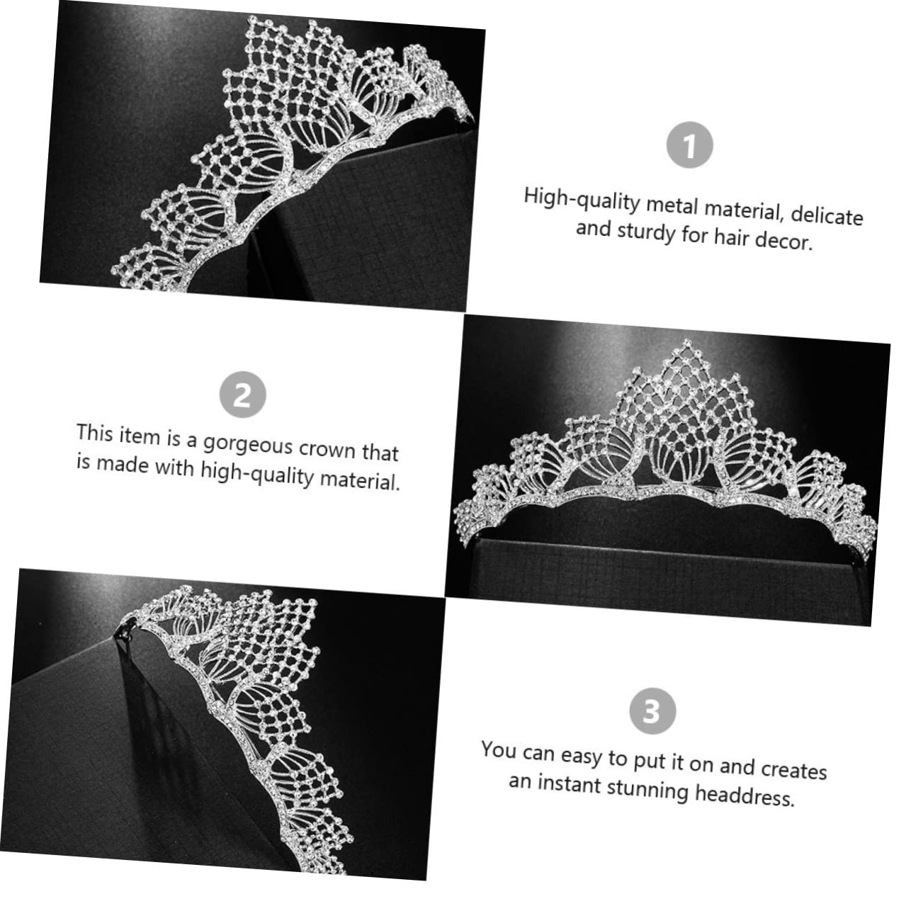 POPETPOP Rhinestone Bridal Tiara Headband - Crystal Wedding Crown Hair Accessory for Bride, Bridesmaid, Prom, Pageant, and Special Occasions - Elegant Alloy White Vine Design