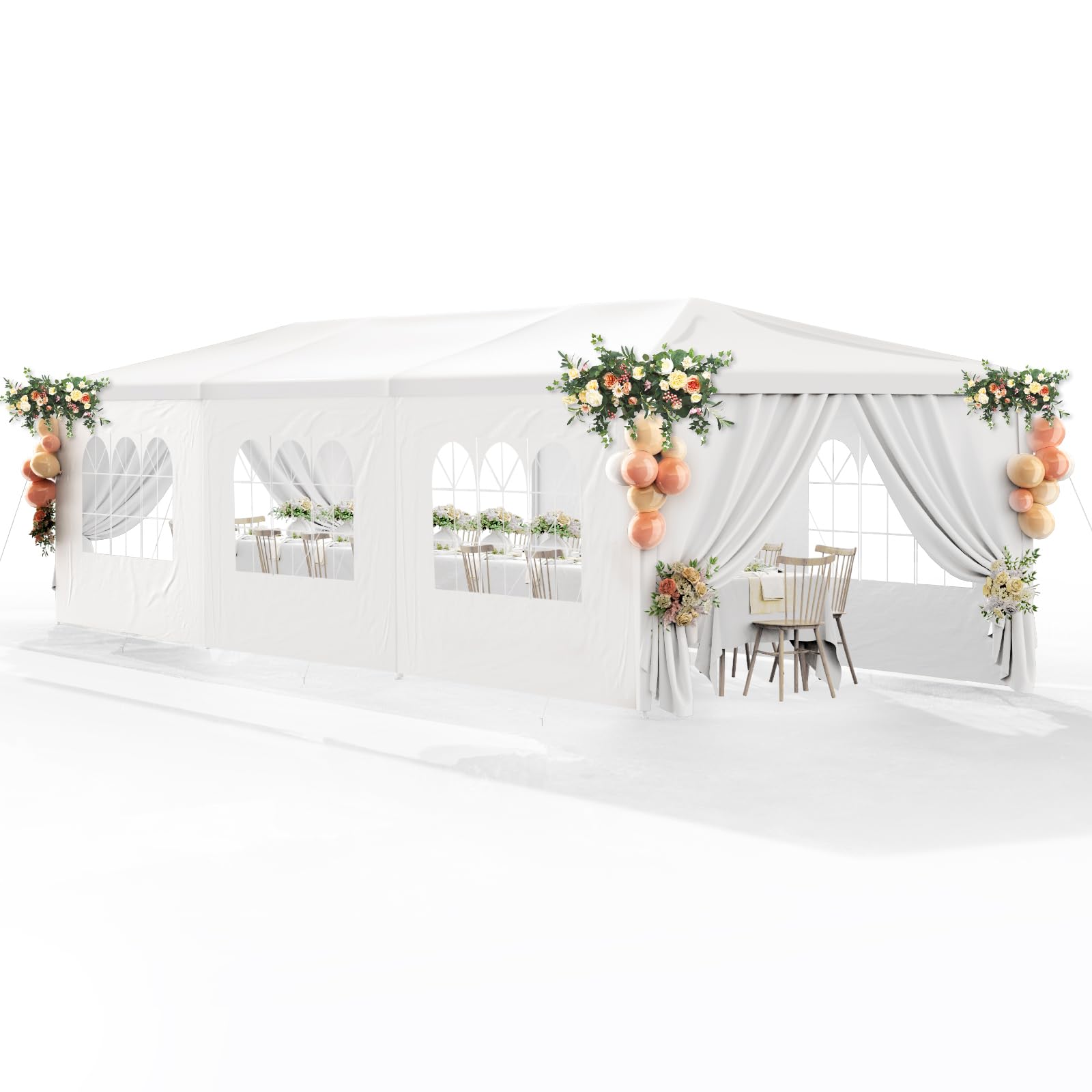10x30 Heavy Duty Waterproof Party Tent - Outdoor Wedding, BBQ, Event Canopy with 8 Removable Sidewalls | Perfect for Backyard Parties, Festivals & Commercial Events
