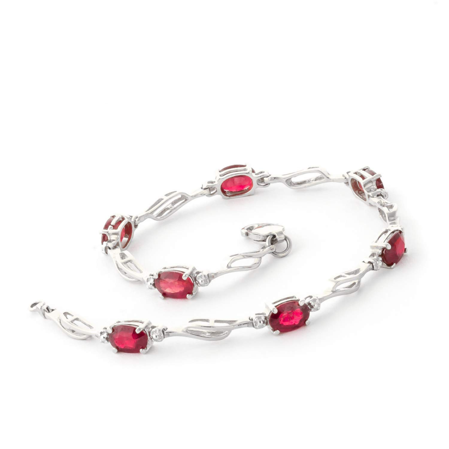 14K Solid Gold Tennis Bracelet with 4.21ct Ruby & Diamonds | Galaxy Gold GG | Elegant Jewelry for Women | Perfect for Weddings, Parties & Special Occasions