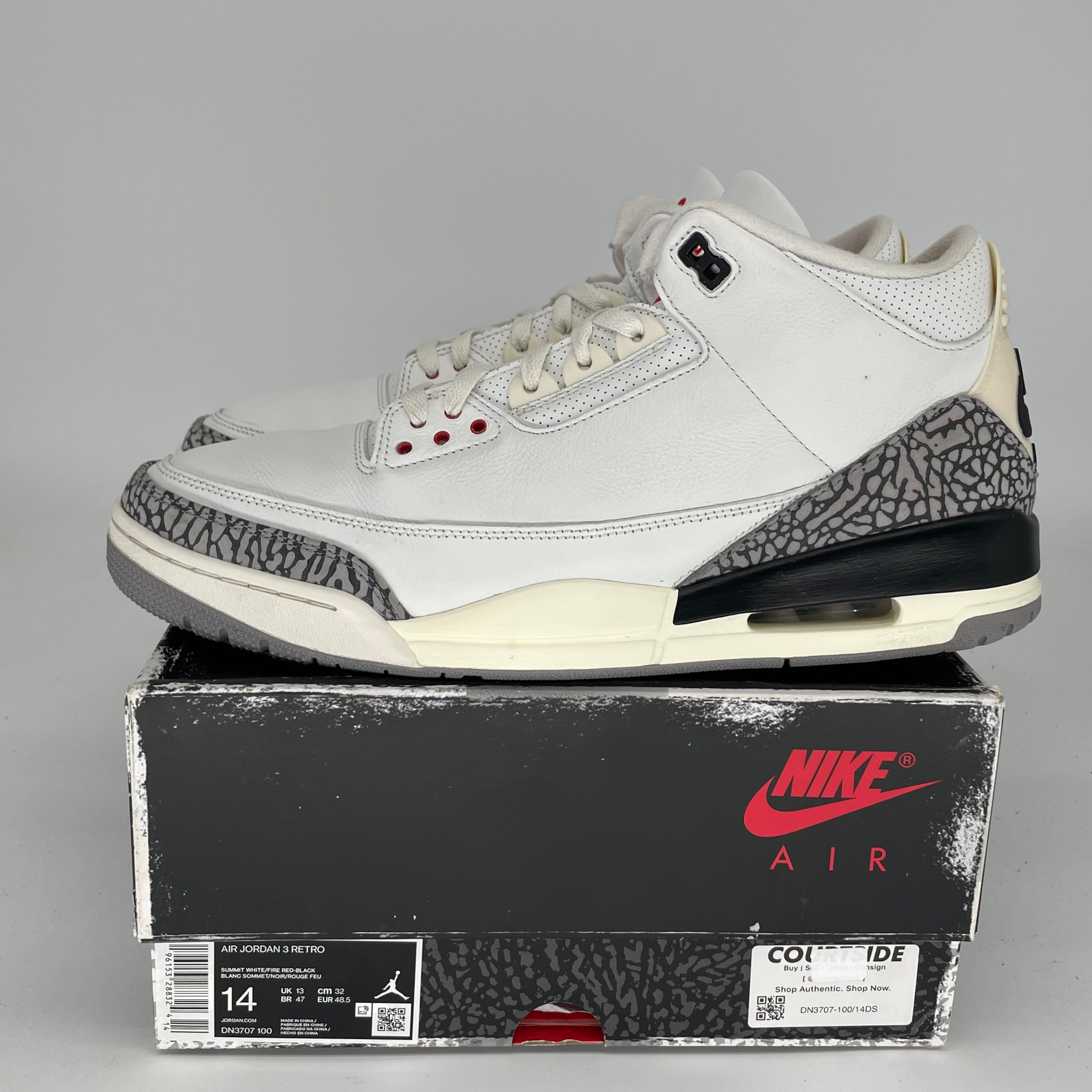Original Air Jordan 3 White Cement Reimagined Men's Basketball Shoes Size 14 (DN3707-100) - Retro Style Sneakers for Casual Wear & Street Fashion
