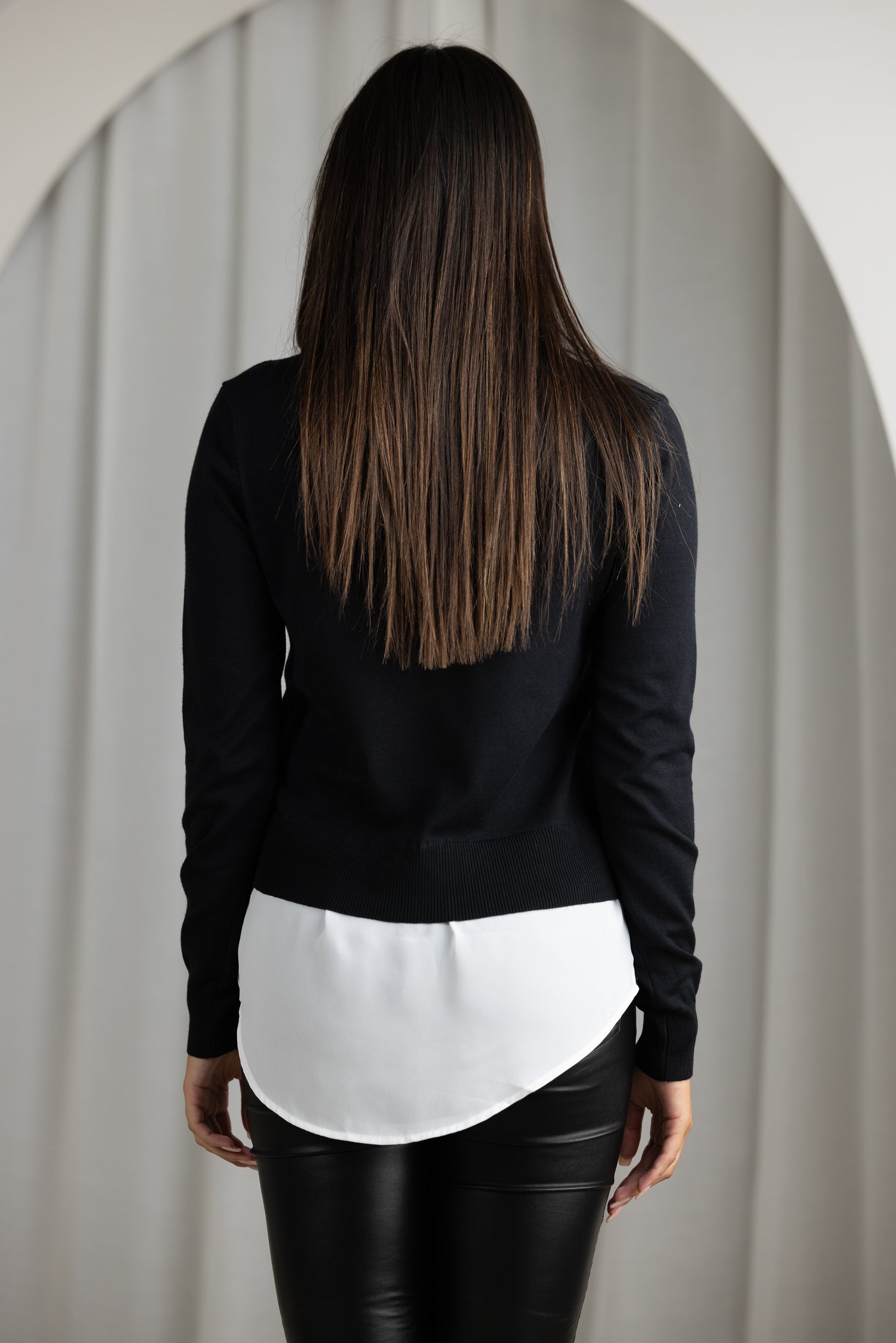 Stylish Knit Chiffon Blouse for Women - Elegant Casual & Office Wear - Perfect for Work, Date Night, and Everyday Outfits