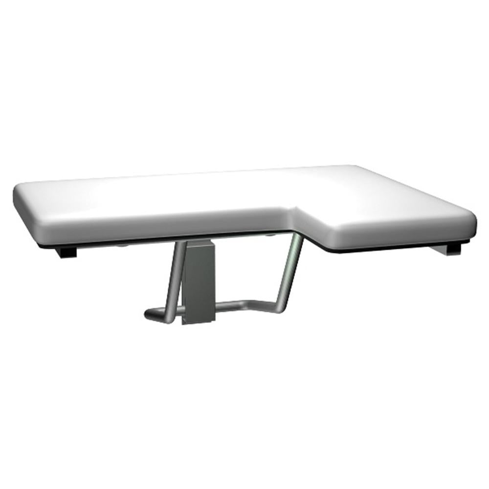 ASI 8205 Foldable L-Shaped Shower Seat with Padded Cushion - Wall Mounted Satin Finish for Elderly & Disabled Bathroom Safety