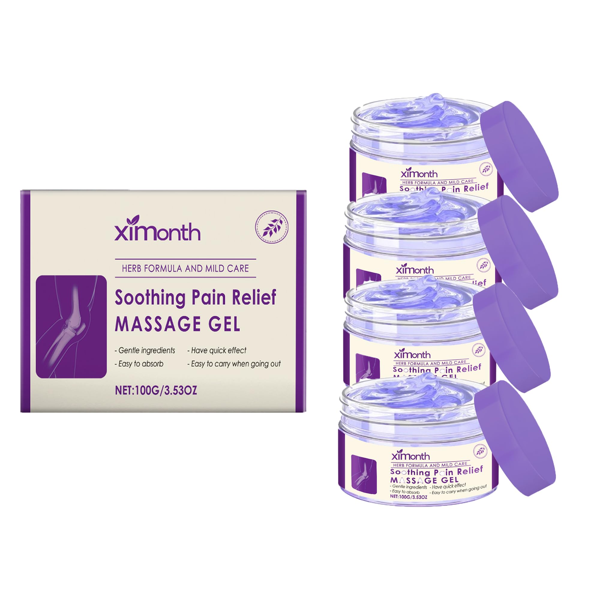 Kresin Joint Pain Relief Gel - Purple Muscle & Joint Soothing Gel for Hands, Knees, Neck, Back & Feet - 4 Pack (4 Tubes) - Fast-Acting Pain Relief for Arthritis, Sports Injuries & Daily Discomfort