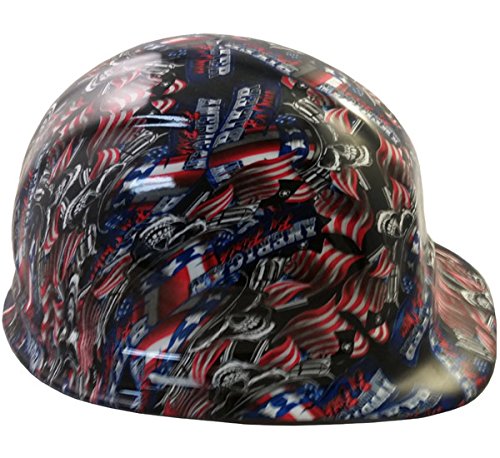 American Biker Hydro Dipped Hard Hats - Cap Style Design for Motorcycle Riders - Perfect for Construction, Cycling & Outdoor Safety Gear