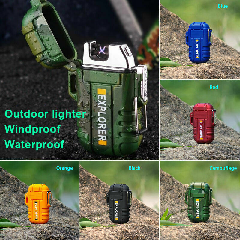 Waterproof Windproof Plasma Lighter for Camping - Rechargeable Flameless Electric Lighter for Outdoor Adventures, Hiking, BBQ & Emergency Use