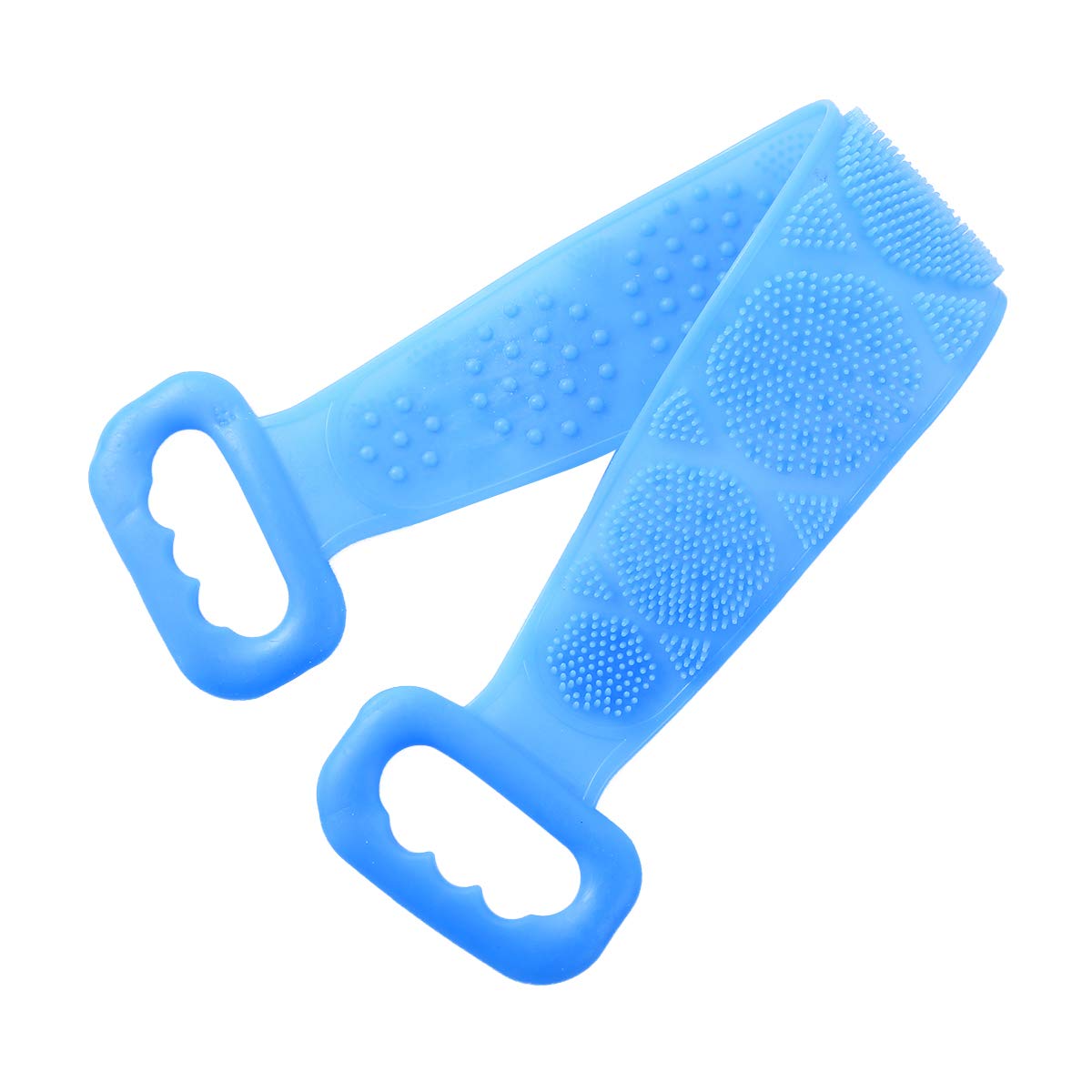 Premium Double-Sided Silicone Body Scrubber & Massage Brush - Exfoliating Shower Towel with Back Scrubber Belt for Men & Women (Sky Blue) - Perfect for Spa, Bath & Deep Cleansing Routine