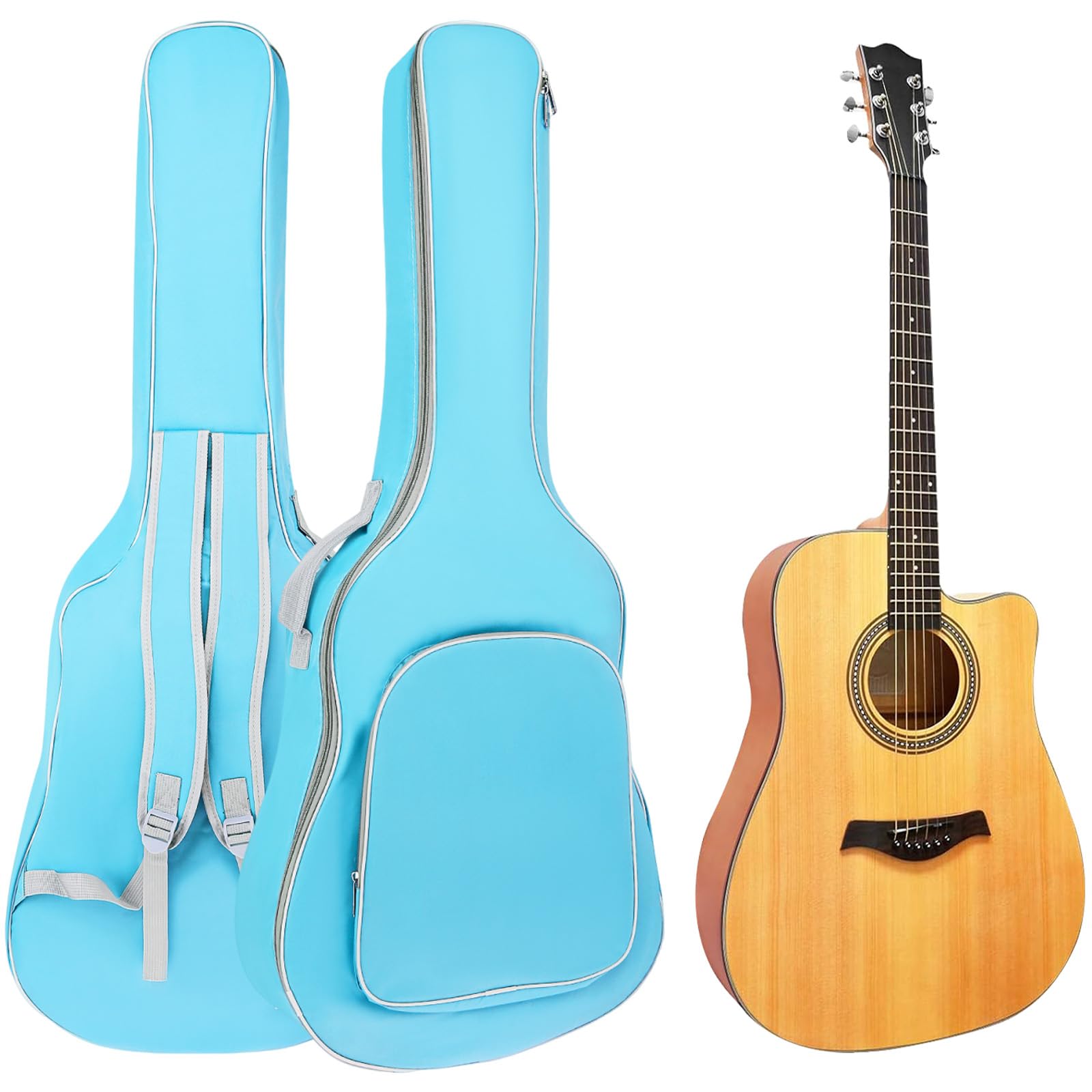 40-41 Inch Acoustic Guitar Bag with Adjustable Double Shoulder Straps - Waterproof Soft Padded Gig Case for Classical Guitars - Large Storage Pocket - Perfect for Travel, Practice & Performance (Blue)
