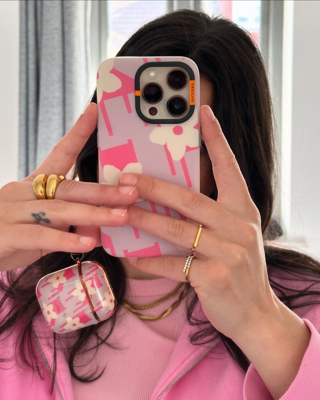 Blossoms AirPod Case - Mauve Pink Floral Design for Midday Break Chair Relaxation | Perfect for Office, Home, or Travel Use
