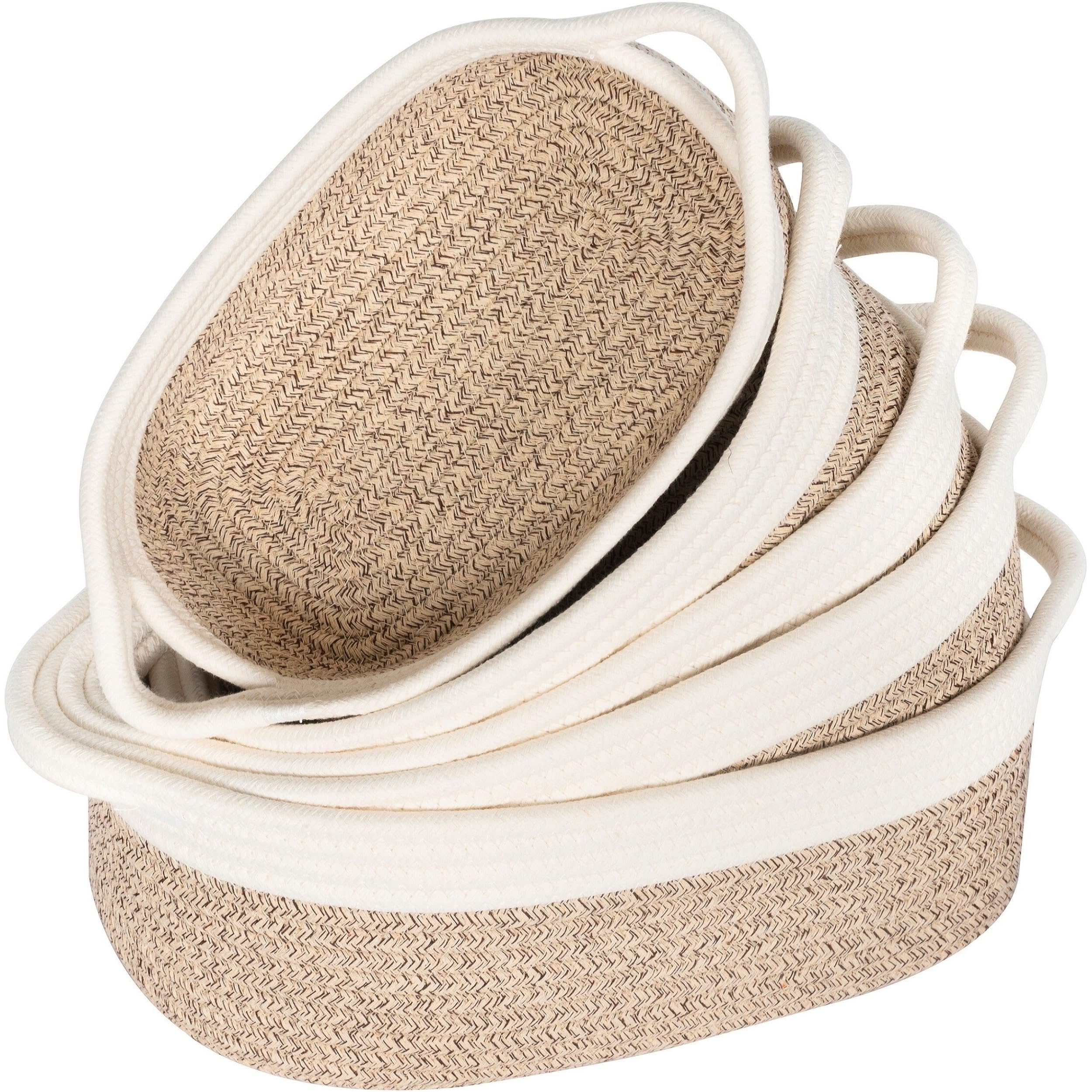 MINTWOOD 5-Piece Woven Storage Basket Set - Small Decorative Organizer for Shelves, Bathroom, Toys & Gifts - Light Brown Dot Pattern - Perfect for Home Organization, Nursery Storage & Pet Supplies