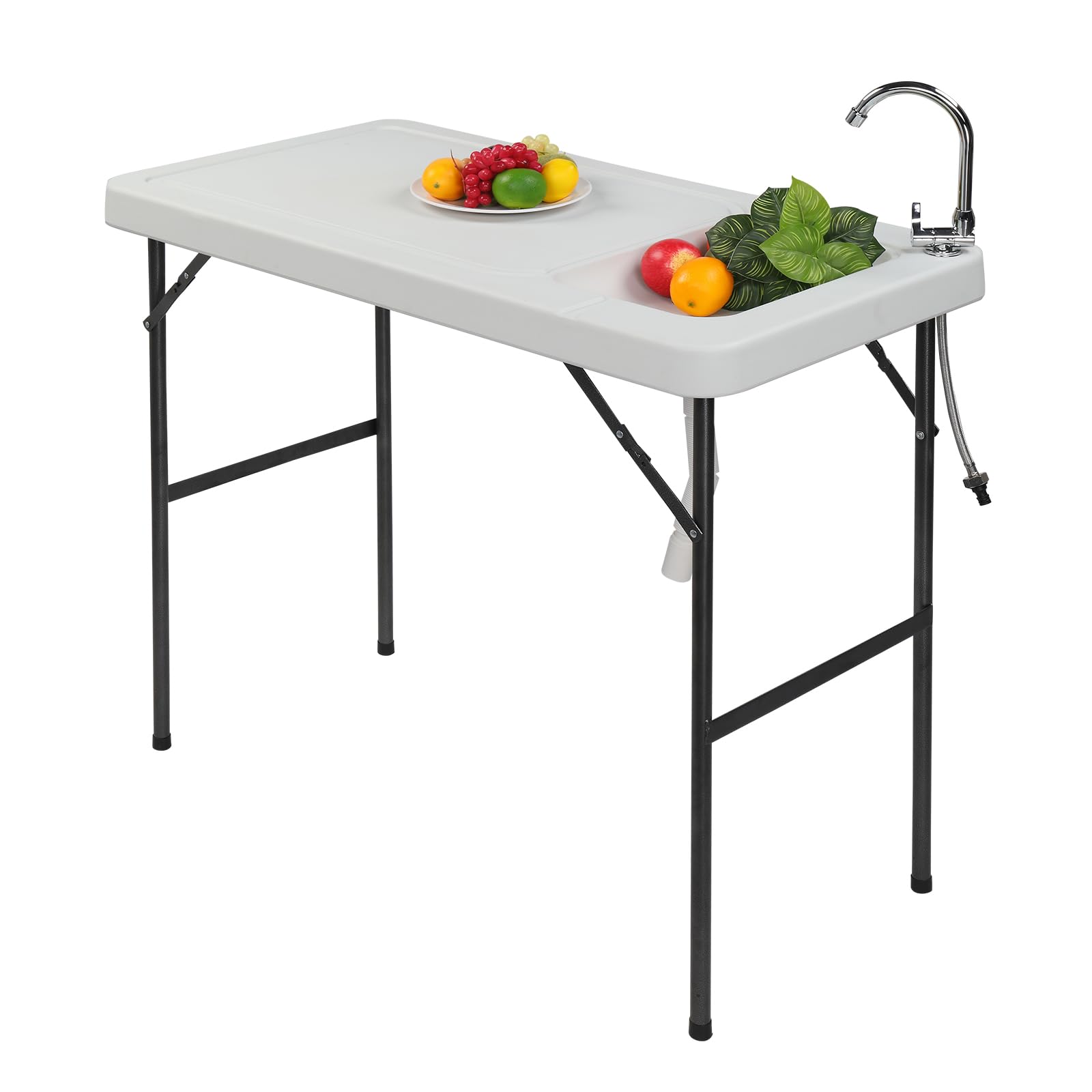 4FT Portable Folding Camping Table with Sink Faucet & Drain Hose - Outdoor Cleaning Station for Fishing, Hunting, Picnics, RV & Beach Use | WEI WEI GLOBAL