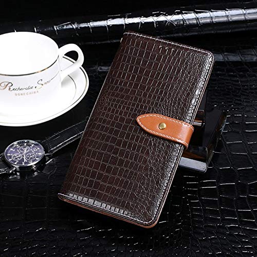 Premium Crocodile Texture Leather Phone Case for Homtom P30 Pro - Horizontal Flip Design with Card Holder & Wallet Slots (Dark Brown) | Perfect for Business, Travel & Everyday Protection