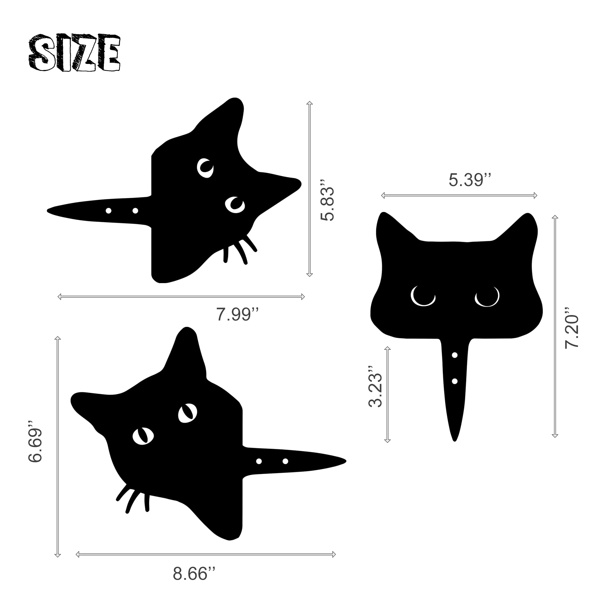 Black Metal Cat Garden Decorations - Set of 3 Outdoor Halloween Yard Art for Cat Lovers | Funny Animal Silhouette Statue for Lawn, Courtyard & Patio Decor | Perfect Gift for Halloween & Garden Enthusiasts