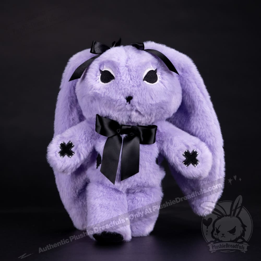Goth Rabbit Plush Stuffed Animal - Soft Dark Aesthetic Plushie Dreadfuls for Gothic Decor, Bedroom Cuddling & Alternative Gift Ideas