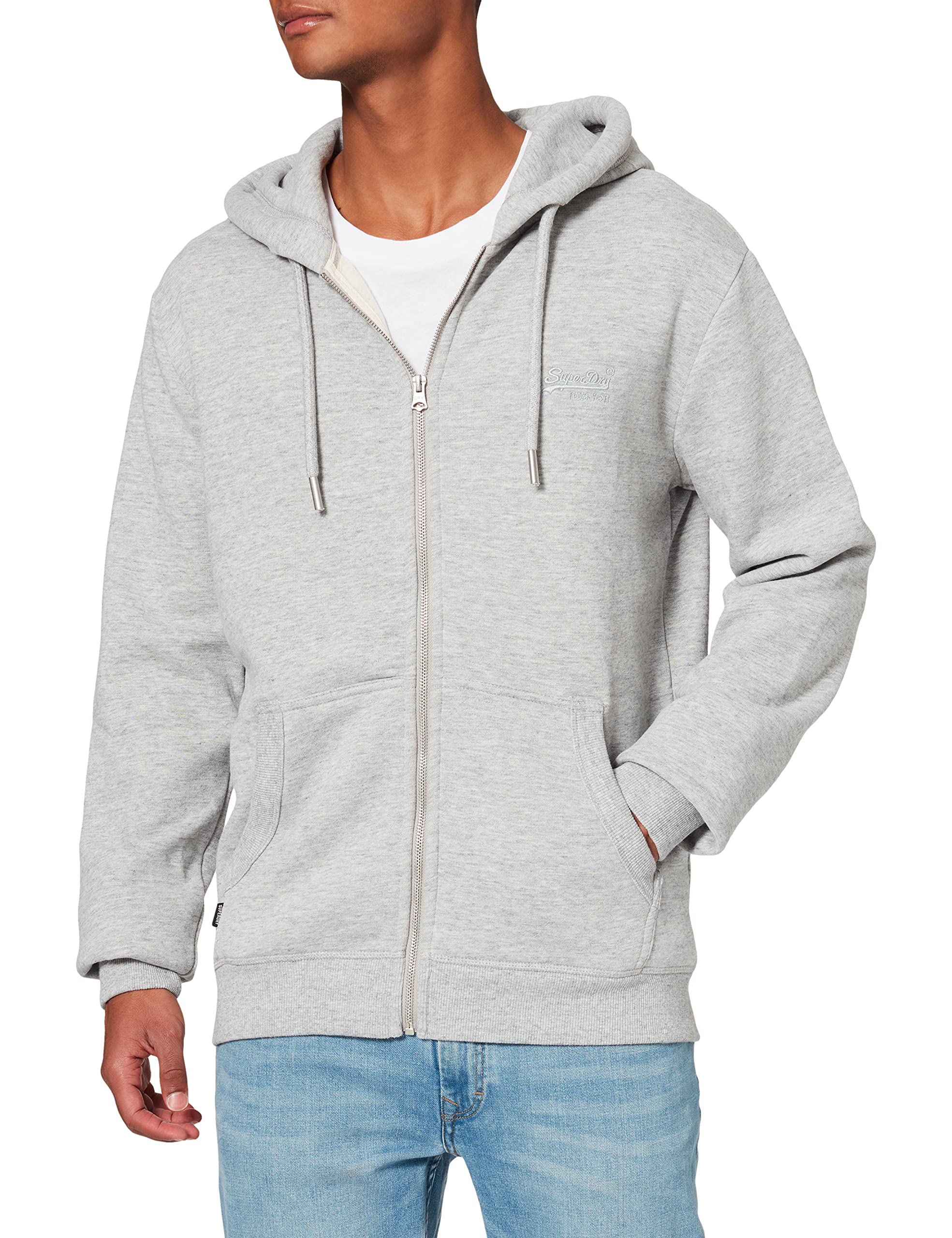Superdry Men's Orange Label Zip Hoodie - Lightweight Fleece Jacket for Casual Wear, Gym & Outdoor Activities | Streetwear Fashion for Men