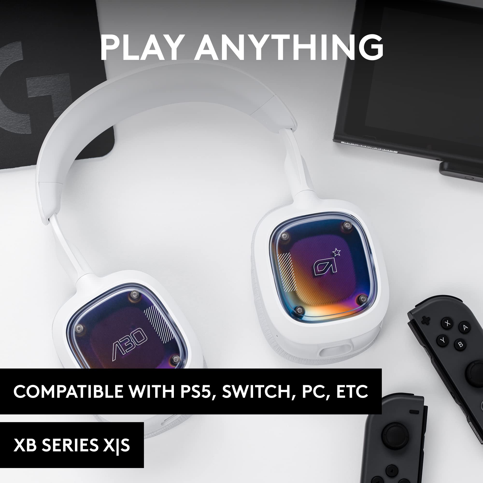 Logitech G Astro A30 LIGHTSPEED Wireless Gaming Headset with Bluetooth, Dolby Atmos, 27H Battery & Detachable Mic - Compatible with PS5, PS4, Xbox, Switch, PC & Mobile - White - Perfect for Gaming, Streaming & Remote Work