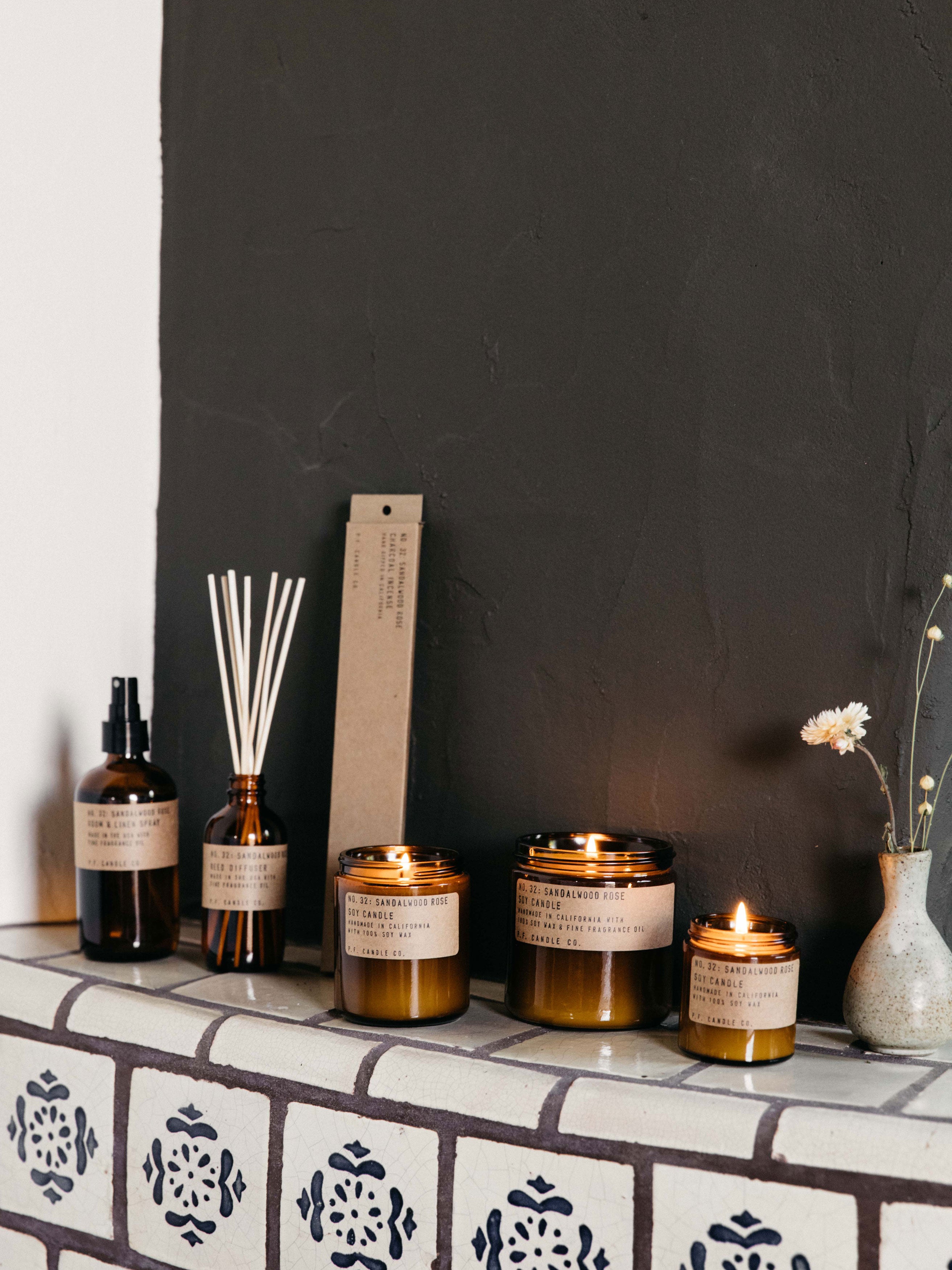 P.F. Candle Co Sandalwood Rose Incense Sticks - Natural Aromatherapy for Relaxation, Meditation & Home Fragrance