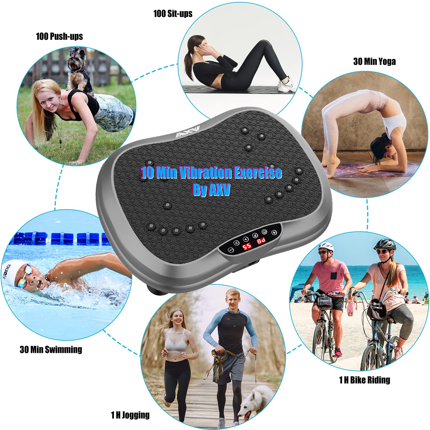 AXV Portable Vibration Plate Exercise Machine - Whole Body Workout Platform for Weight Loss, Toning & Lymphatic Drainage | Mini Vibrating Fitness Equipment for Home Gym, Wellness & Body Shaping | Perfect for Small Spaces, Post-Workout Recovery & Low-Impact Training