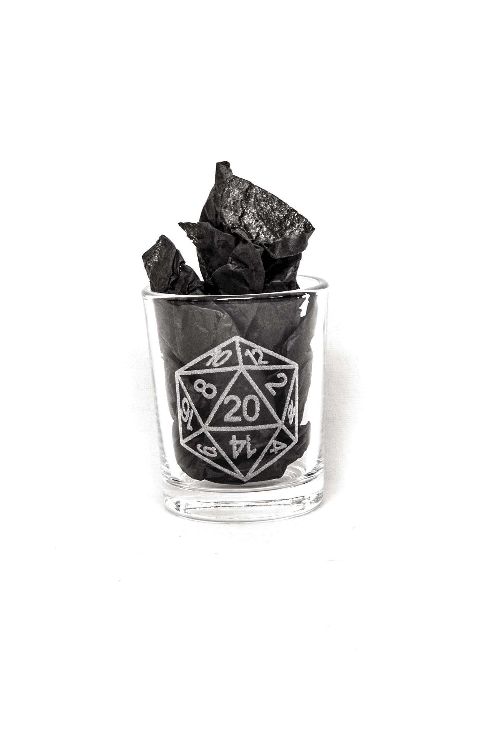 D20 Shot Glass & Votive Holder - Perfect for DND Gaming, RPG Parties & Tabletop Game Nights - Unique Dungeons & Dragons Drinking Glass & Candle Holder