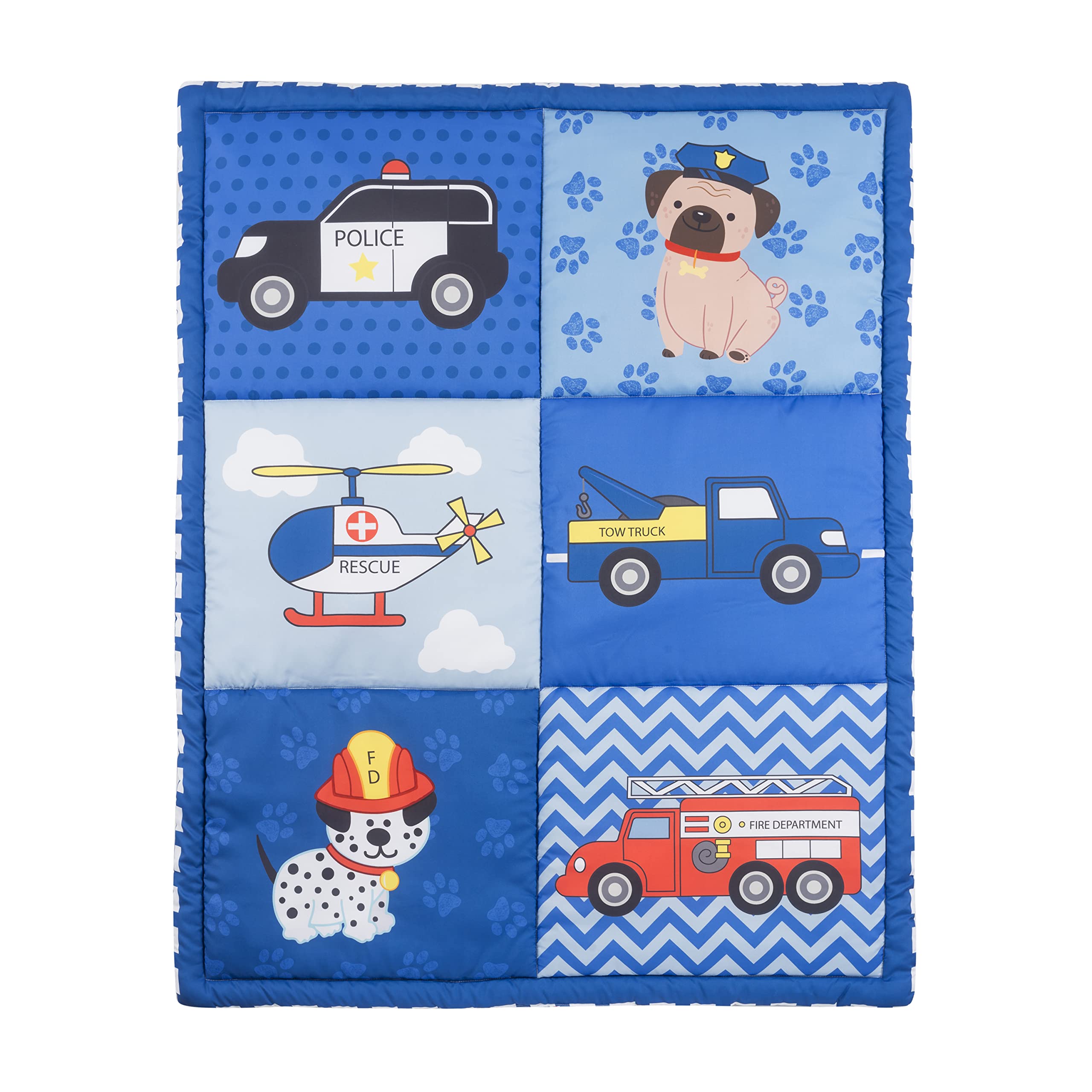 3-Piece Boys Crib Bedding Set - Little Rescuer Theme - Soft Quilt, Fitted Sheet & Dust Ruffle - Nursery & Baby Crib Bedding - Perfect for Newborns & Toddlers - Ideal for Nursery Decor & Baby Shower Gifts
