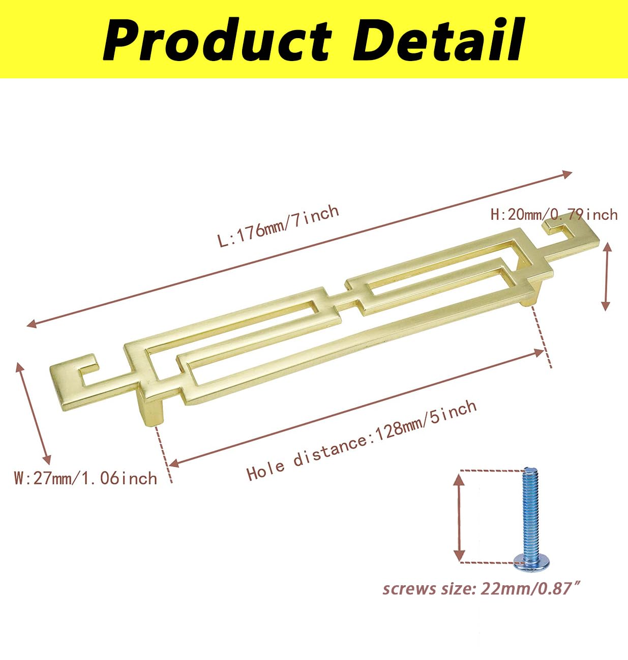 6-Piece Antique Golden Cabinet Pull Handles - 5