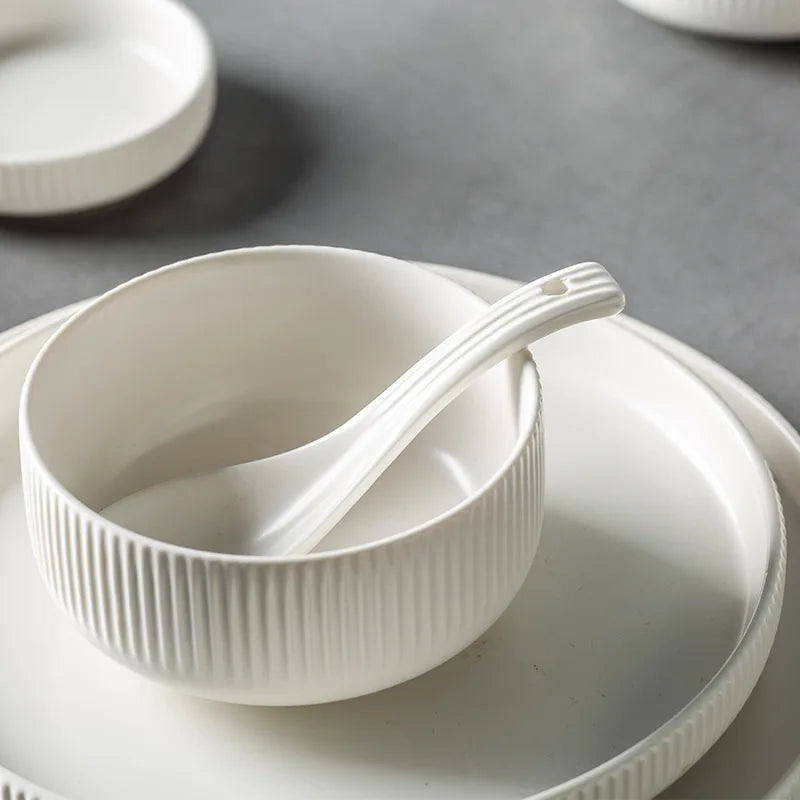Premium Matte Glazed Ceramic Dinnerware Set - Elegant & Durable Plates, Bowls & Mugs for Everyday Dining, Restaurant, or Special Occasions