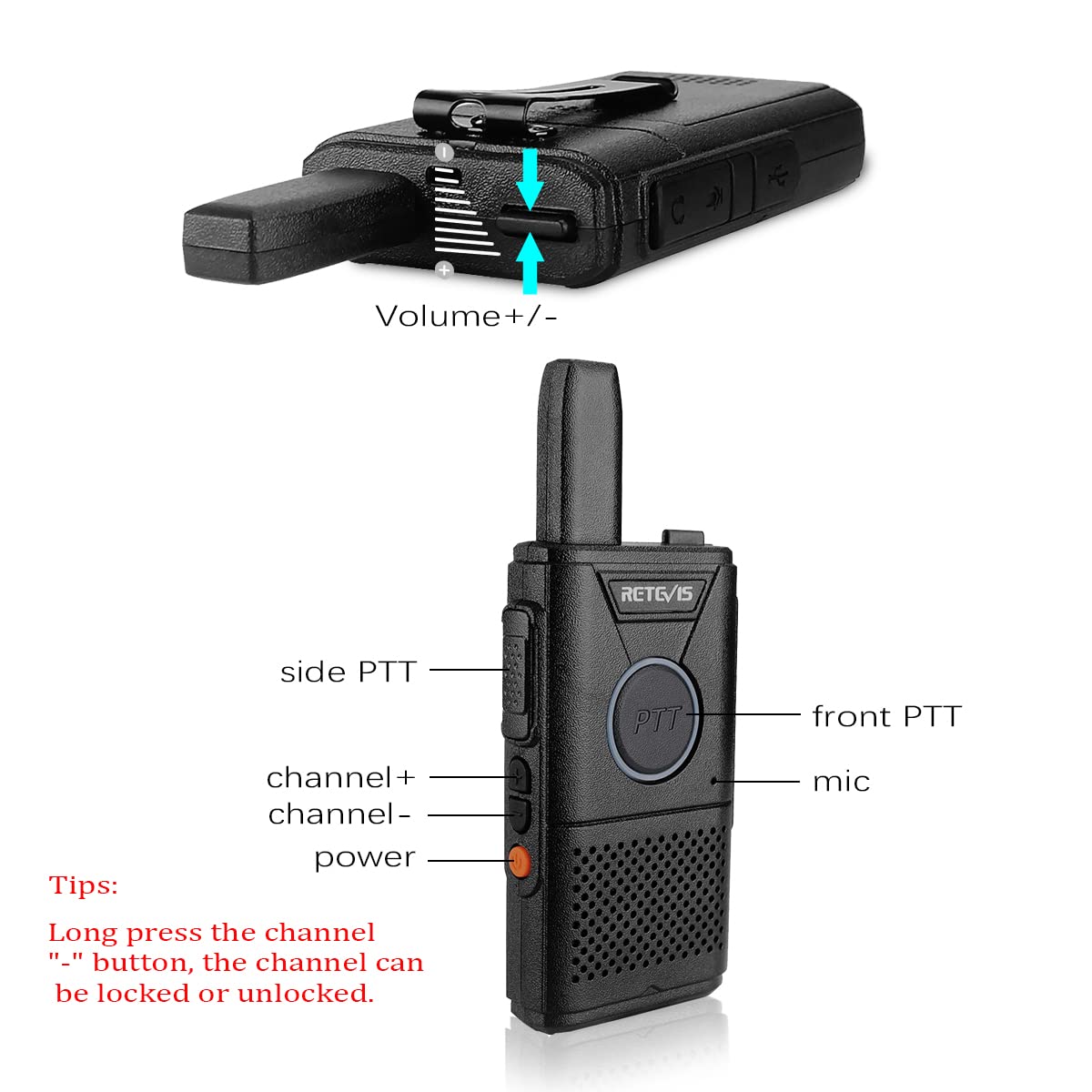 Retevis RT18 20-Pack Rechargeable Long Range Two-Way Radios with Dual PTT, LED Display & VOX Hands-Free - Compact Walkie Talkies for Business, School, Healthcare Teams (Commercial Use, Construction Sites, Event Coordination, Emergency Communication)