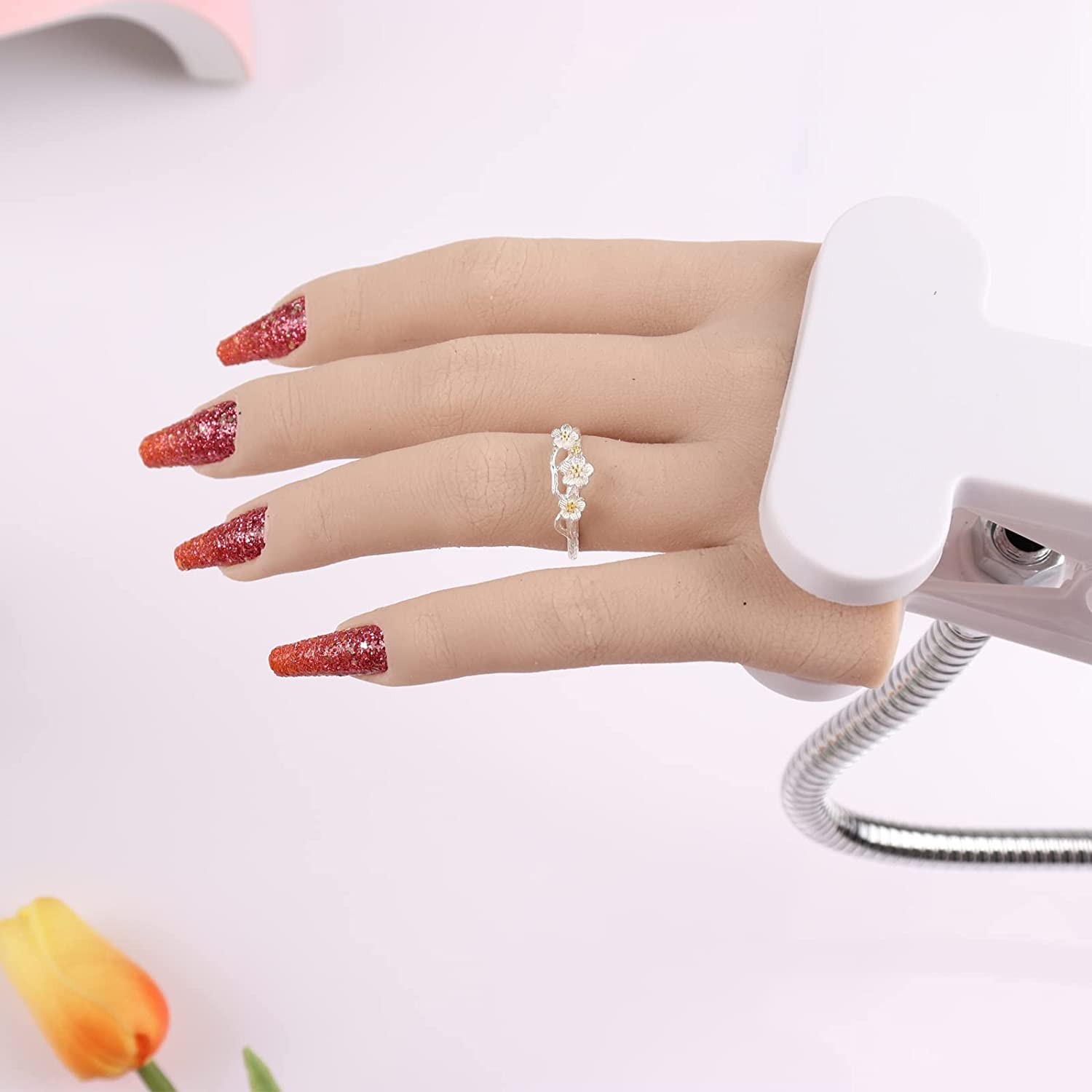 Professional Silicone Nail Practice Hand Clamp Stand - Adjustable Manicure Training Tool for Nail Art Students & Beginners - Perfect for Salon Practice, Home Use & Nail Technician Training