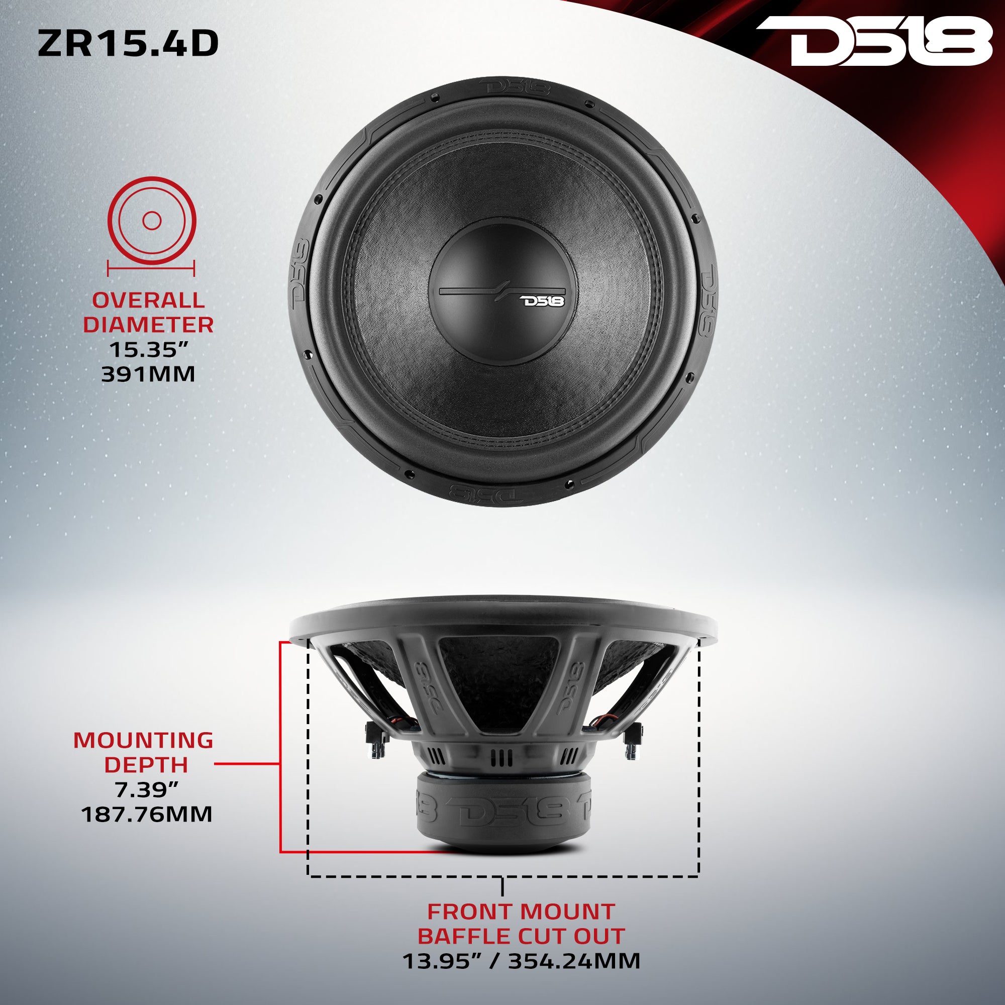 ZR 15 Inch Car Subwoofer - 750 Watts RMS Power, Dual Voice Coil (DVC), 4 Ohm Impedance - Perfect for Car Audio Systems & Bass Enthusiasts