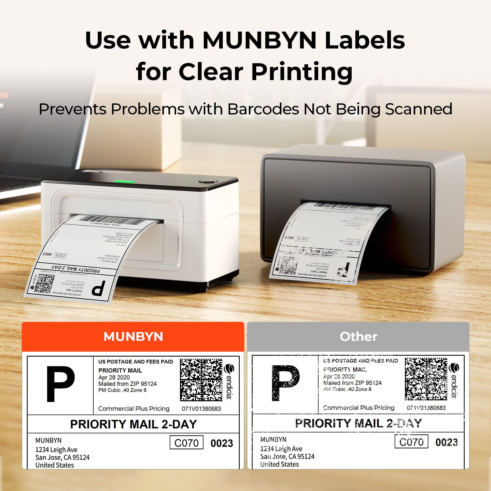 MUNBYN 2024 Bluetooth Label Printer 4x6 - High-Speed 150mm/s Thermal Label Maker for Shipping & Ecommerce - Compatible with UPS, Amazon, eBay, Shopify - Perfect for Home Business & Warehouse Shipping Labels