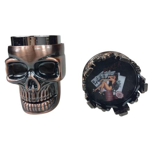 Premium King Skull Herb Grinders - 4 Piece Metal Spice Crusher with Pollen Catcher - Durable Zinc Alloy for Herbs, Spices & Tobacco - Perfect for Home, Travel & Outdoor Adventures