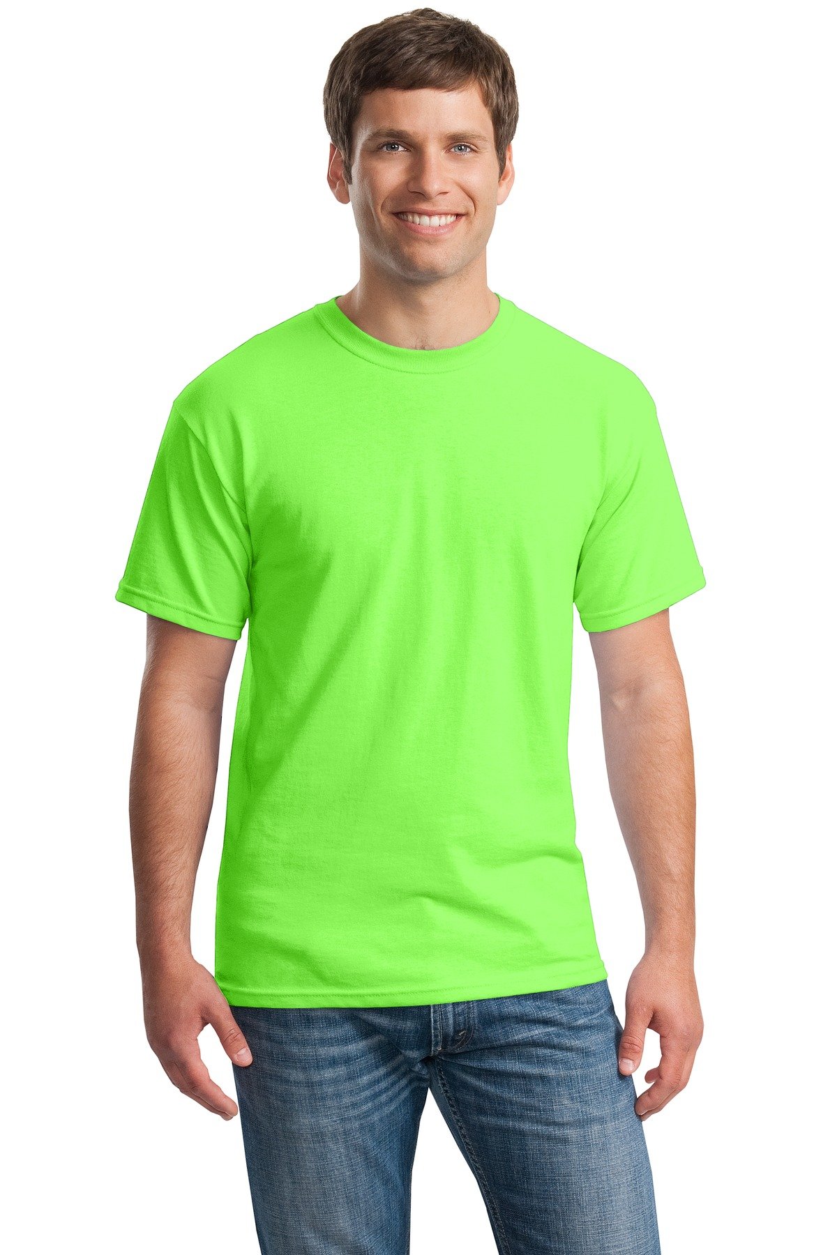 100% Heavy Cotton T-Shirt for Men | Soft & Comfortable Crewneck Tee | G500 Series in Neon Green, Neon Blue, Light Blue & Electric Green | Perfect for Casual Wear, Gym & Everyday Outfits