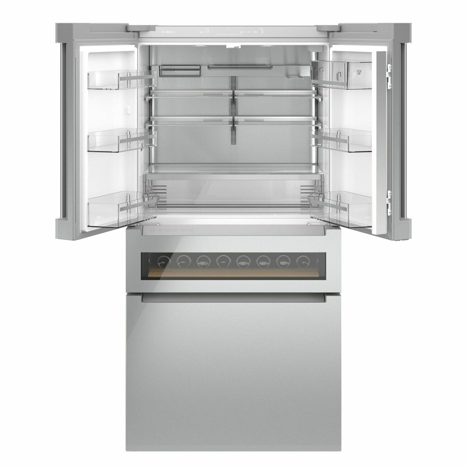 Bosch 36 Inch French Door Refrigerator with Bottom Freezer - 800 Series Stainless Steel B36CL81ENG | Energy Efficient, Easy Clean Design for Modern Kitchens & Open Floor Plans