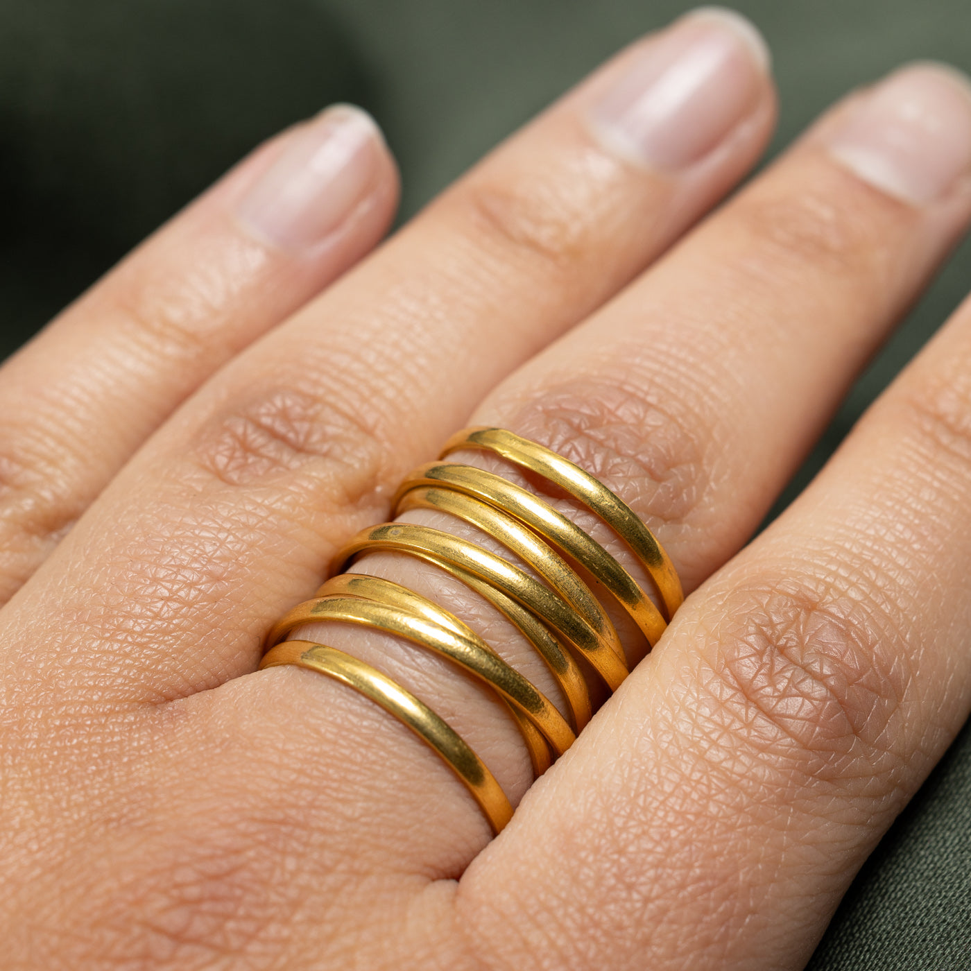 20K Yellow Gold Layered Wrap Ring for Women - Size 8.5 | Elegant Stackable Ring for Everyday Wear, Gift Giving & Special Occasions